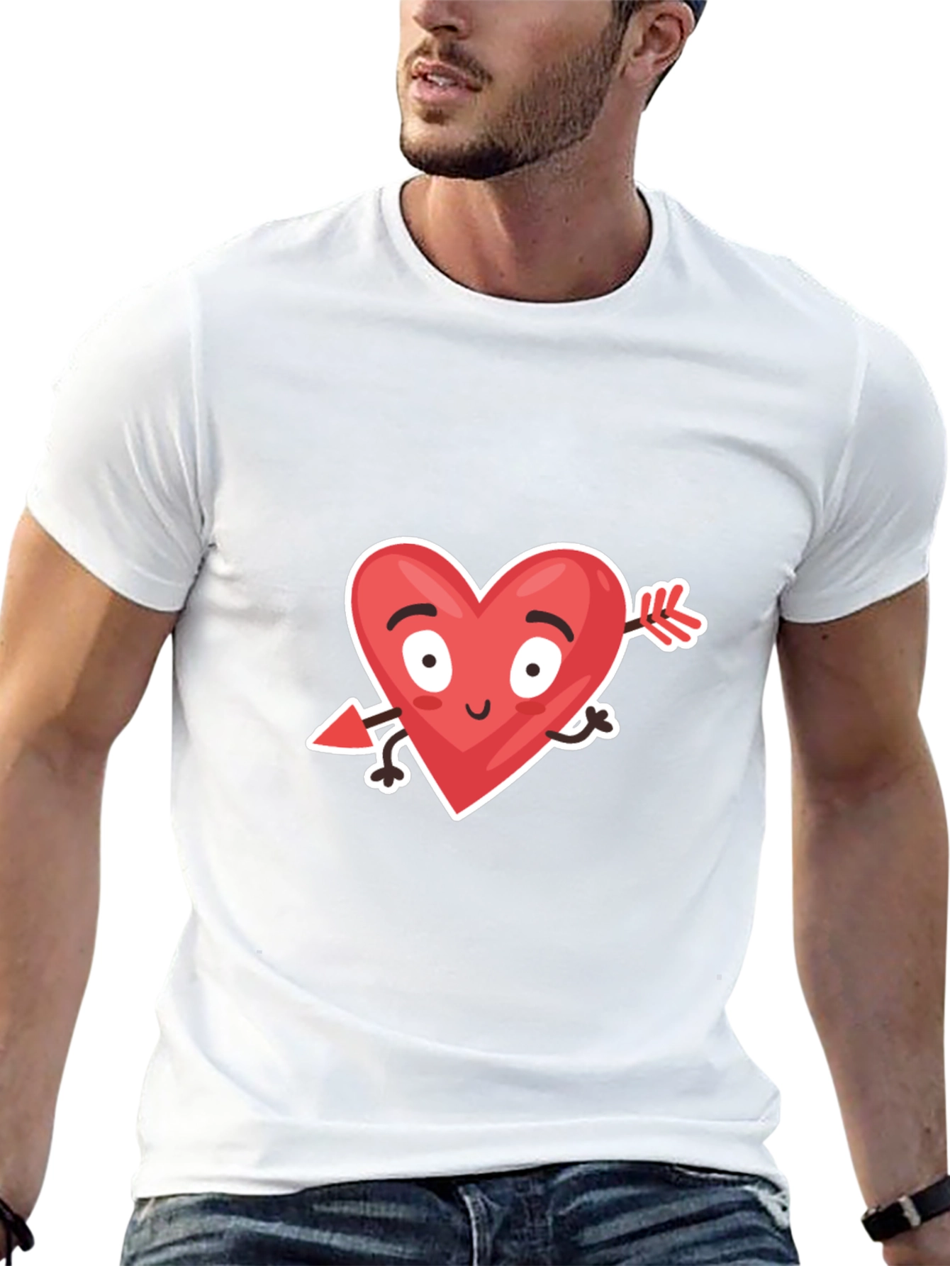 Funny Valentines Day Heart Arrow Black T-Shirt