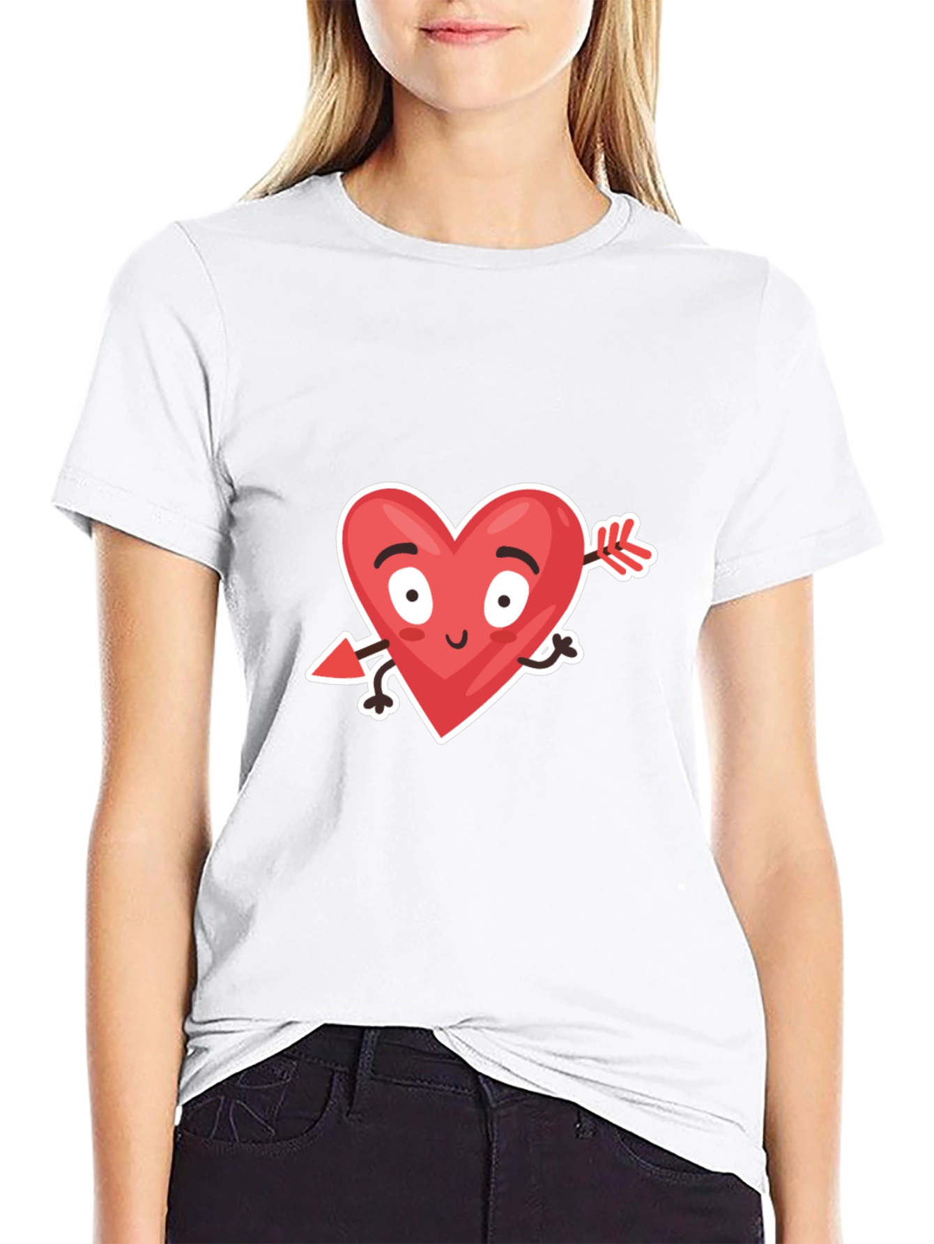 Funny Valentines Day Heart Arrow Black T-Shirt