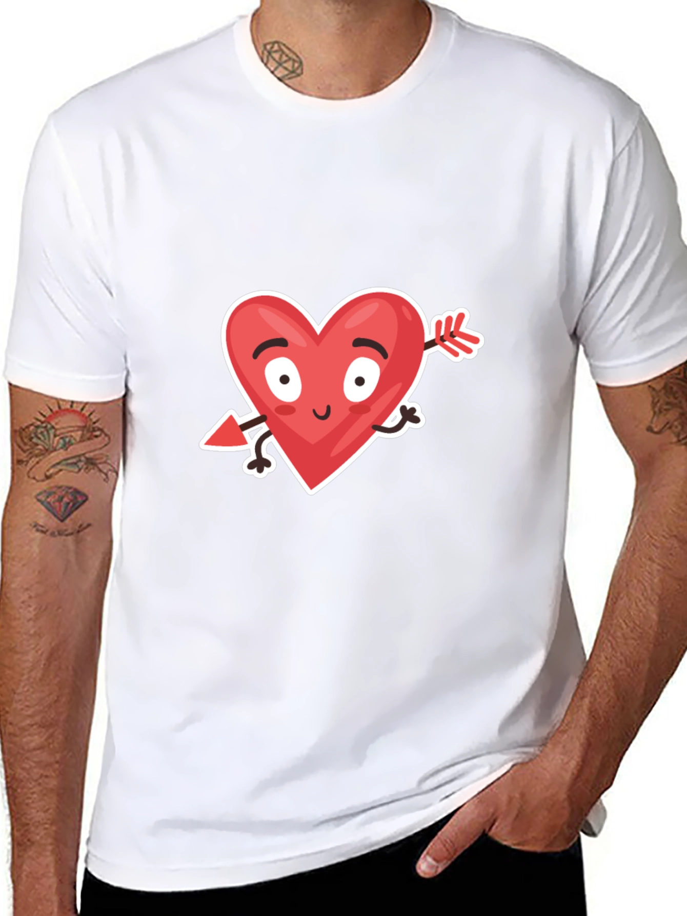 Funny Valentines Day Heart Arrow Black T-Shirt