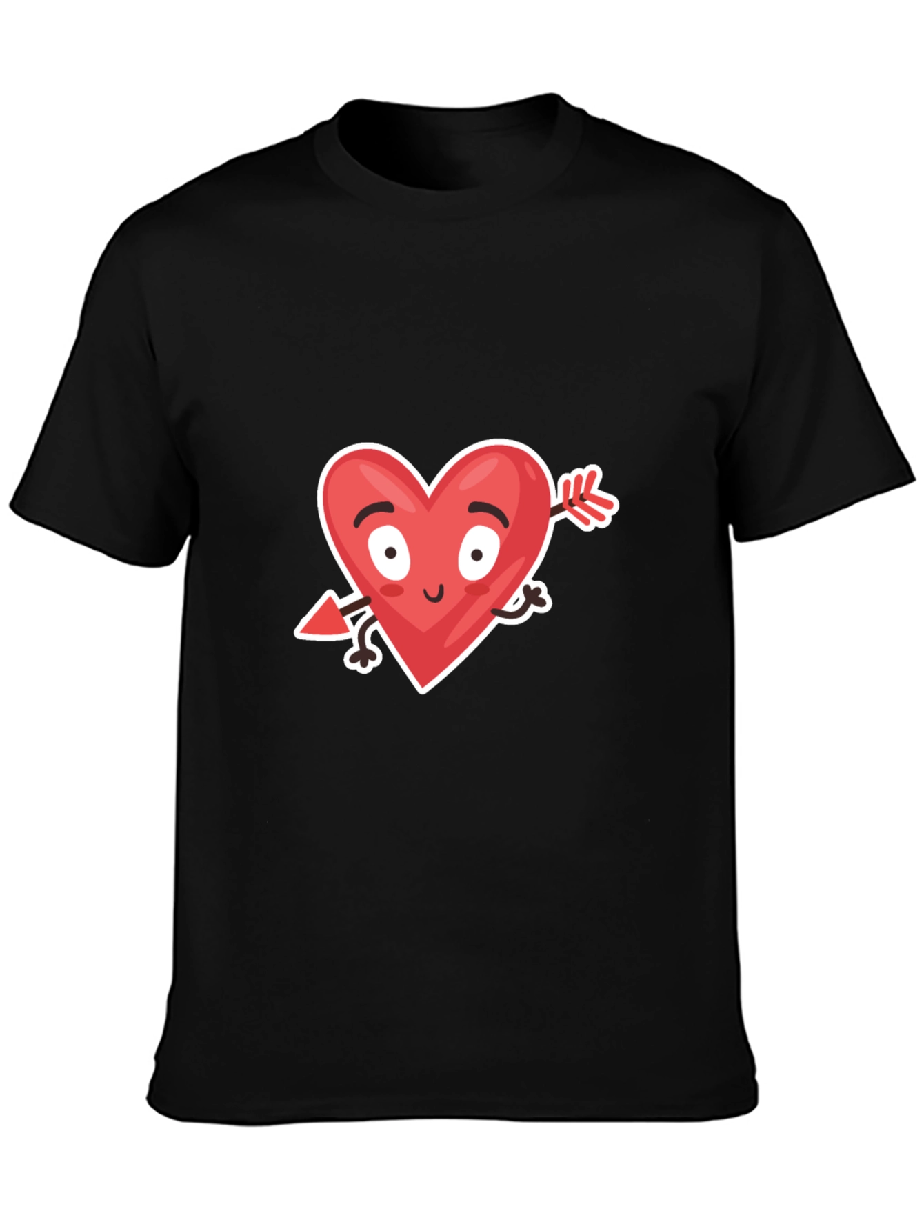 Funny Valentines Day Heart Arrow Black T-Shirt