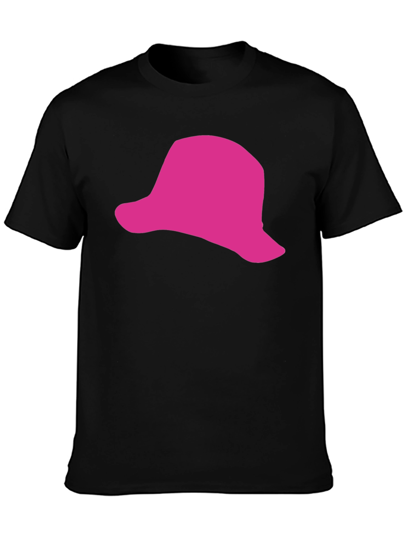 Pink Hat Graphic Black T-Shirt - Casual Style