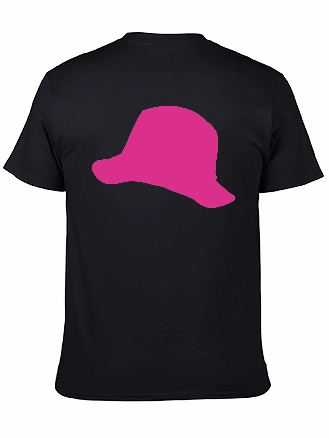 Pink Hat Graphic Black T-Shirt - Casual Style