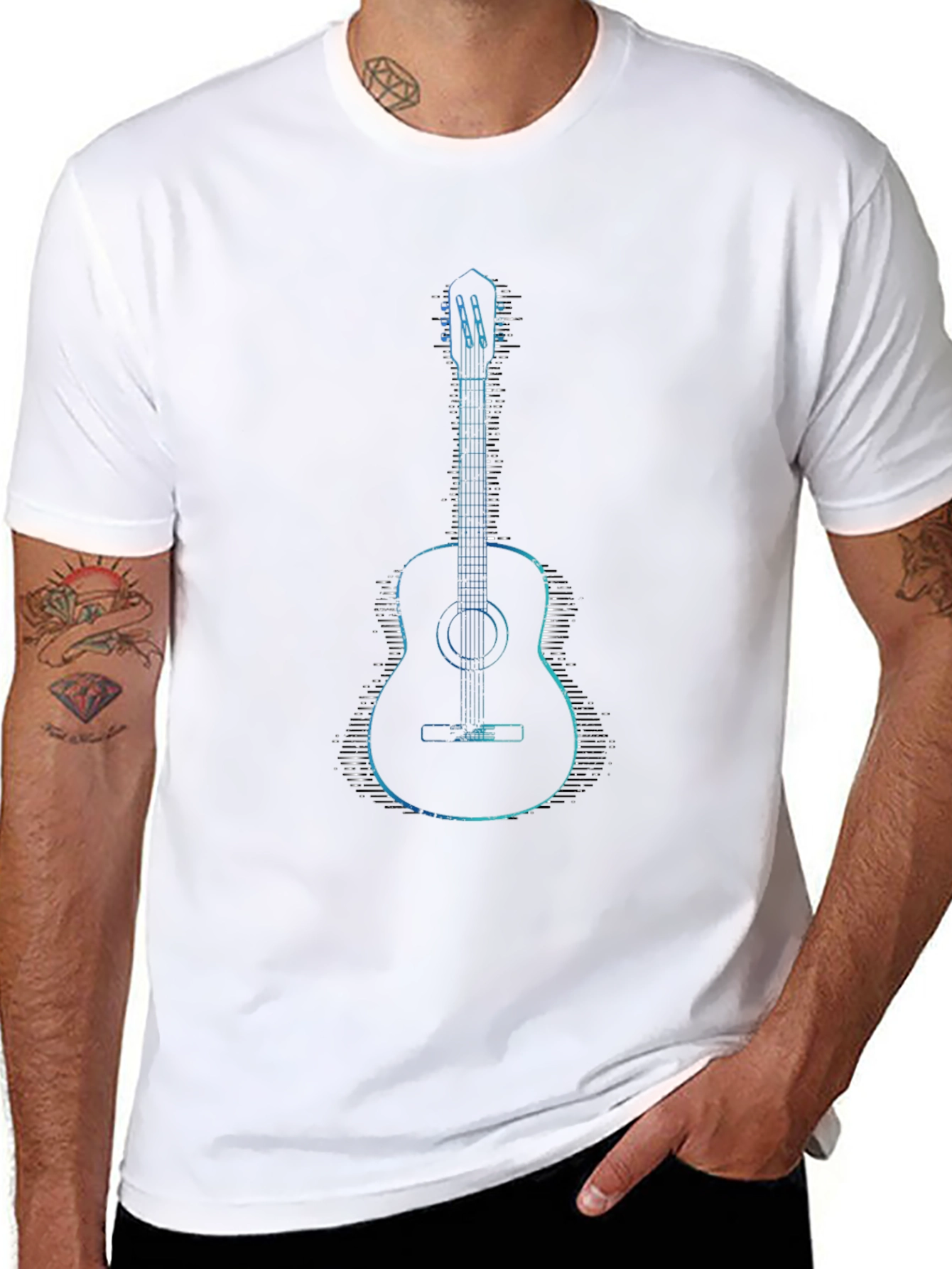 Acoustic Guitar Graphic T-Shirt - Black