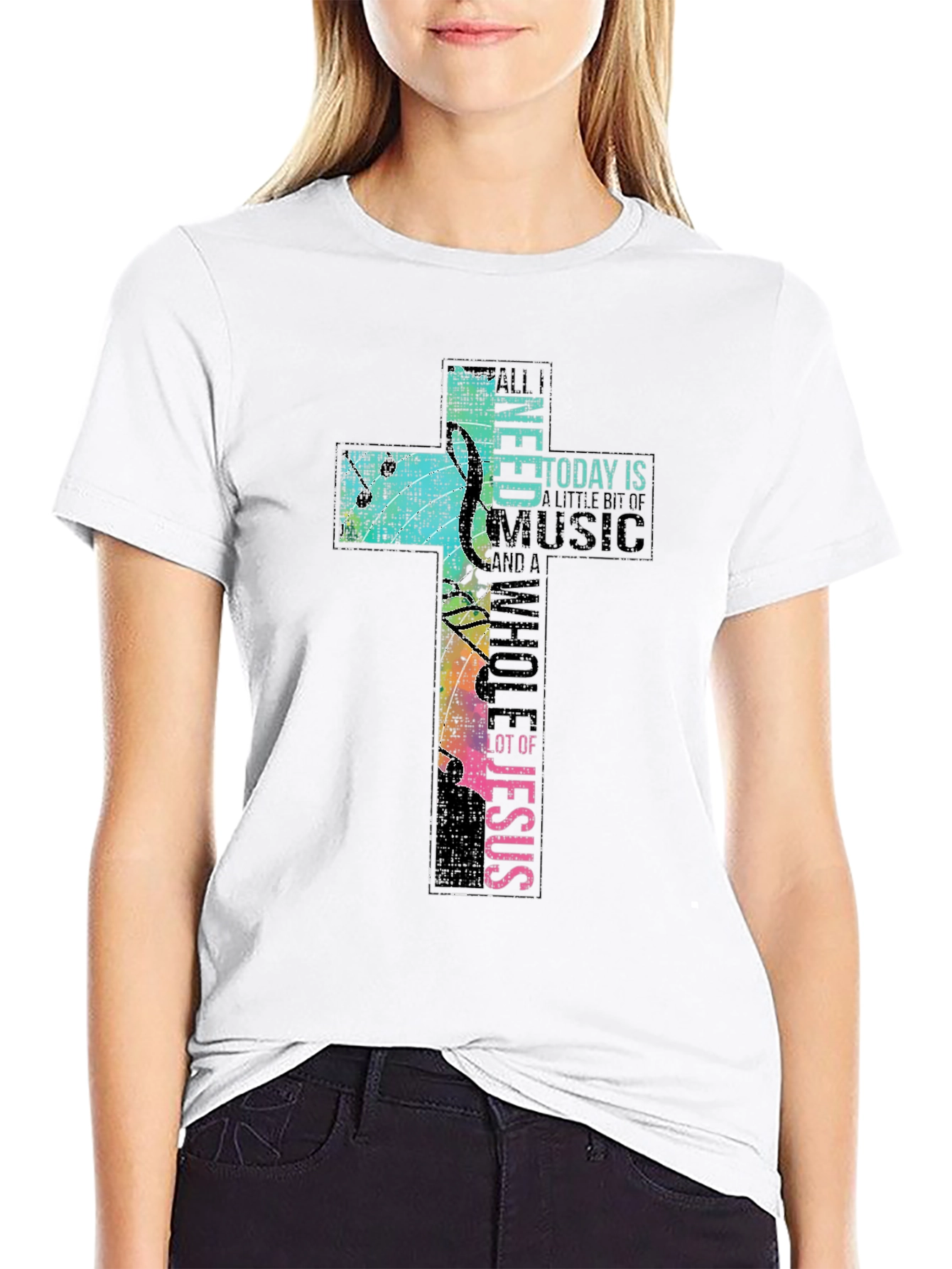 Christian Music Cross T-Shirt - Black