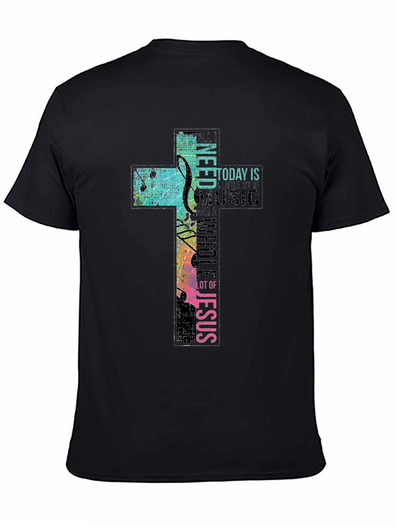 Christian Music Cross T-Shirt - Black