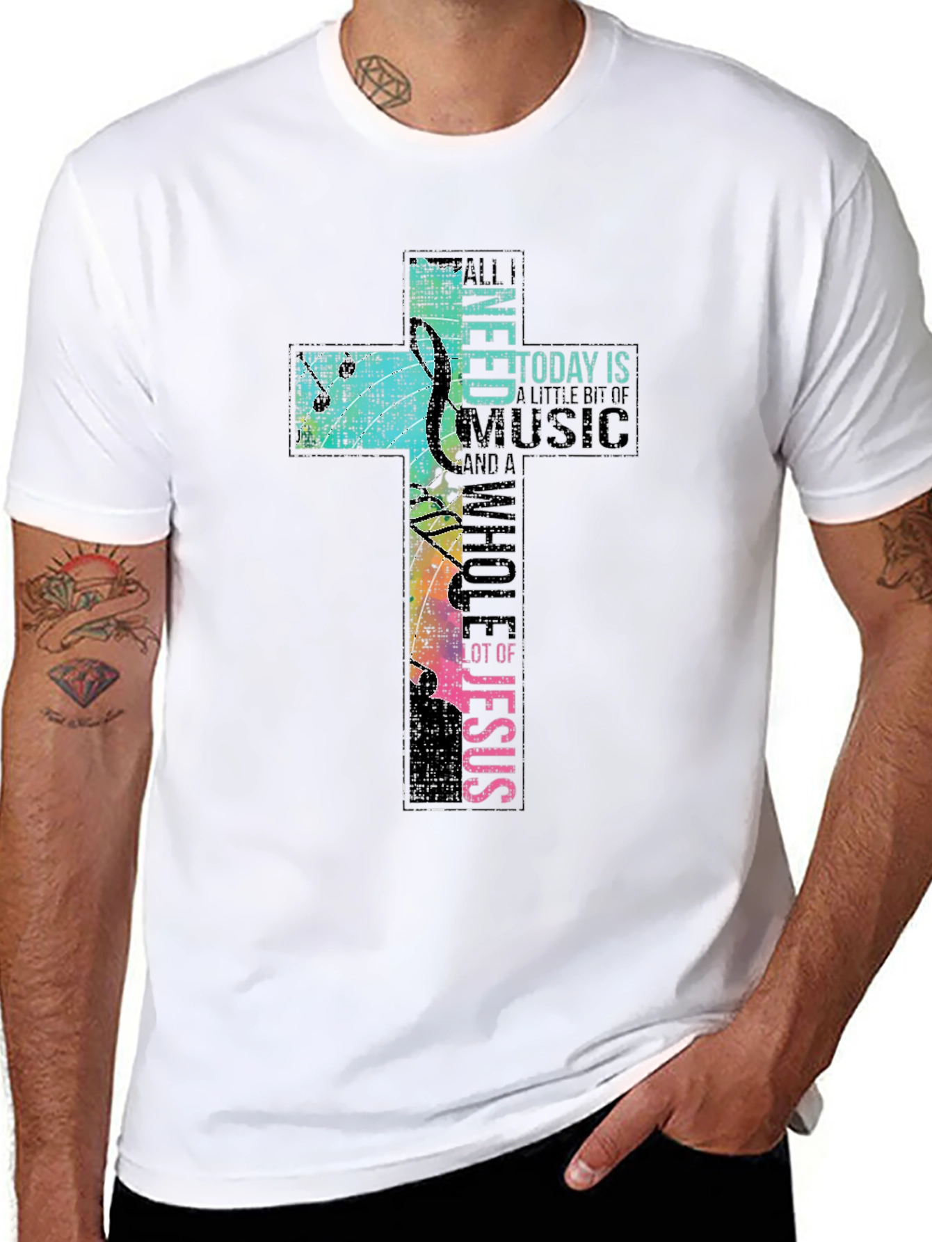 Christian Music Cross T-Shirt - Black
