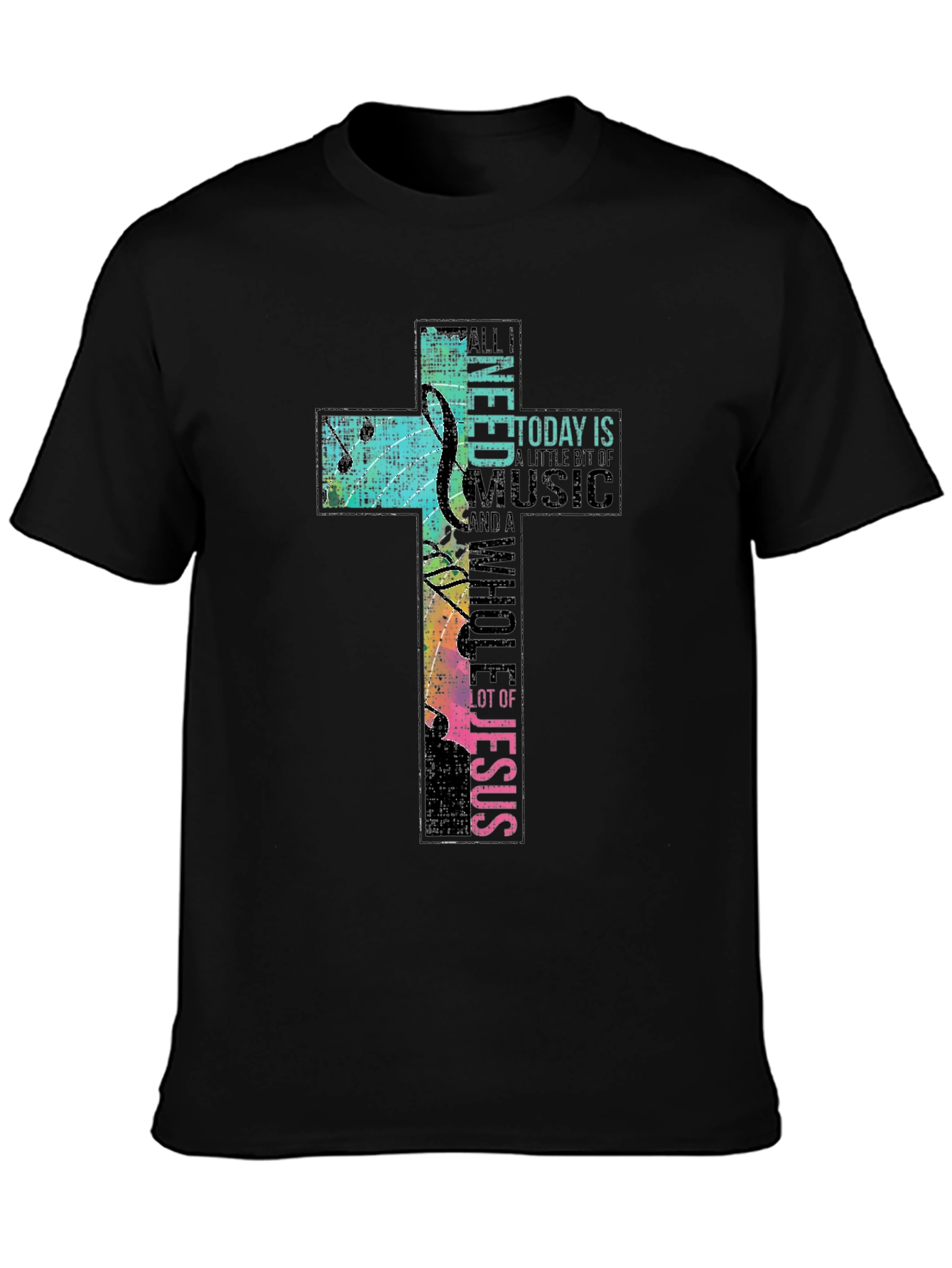 Christian Music Cross T-Shirt - Black