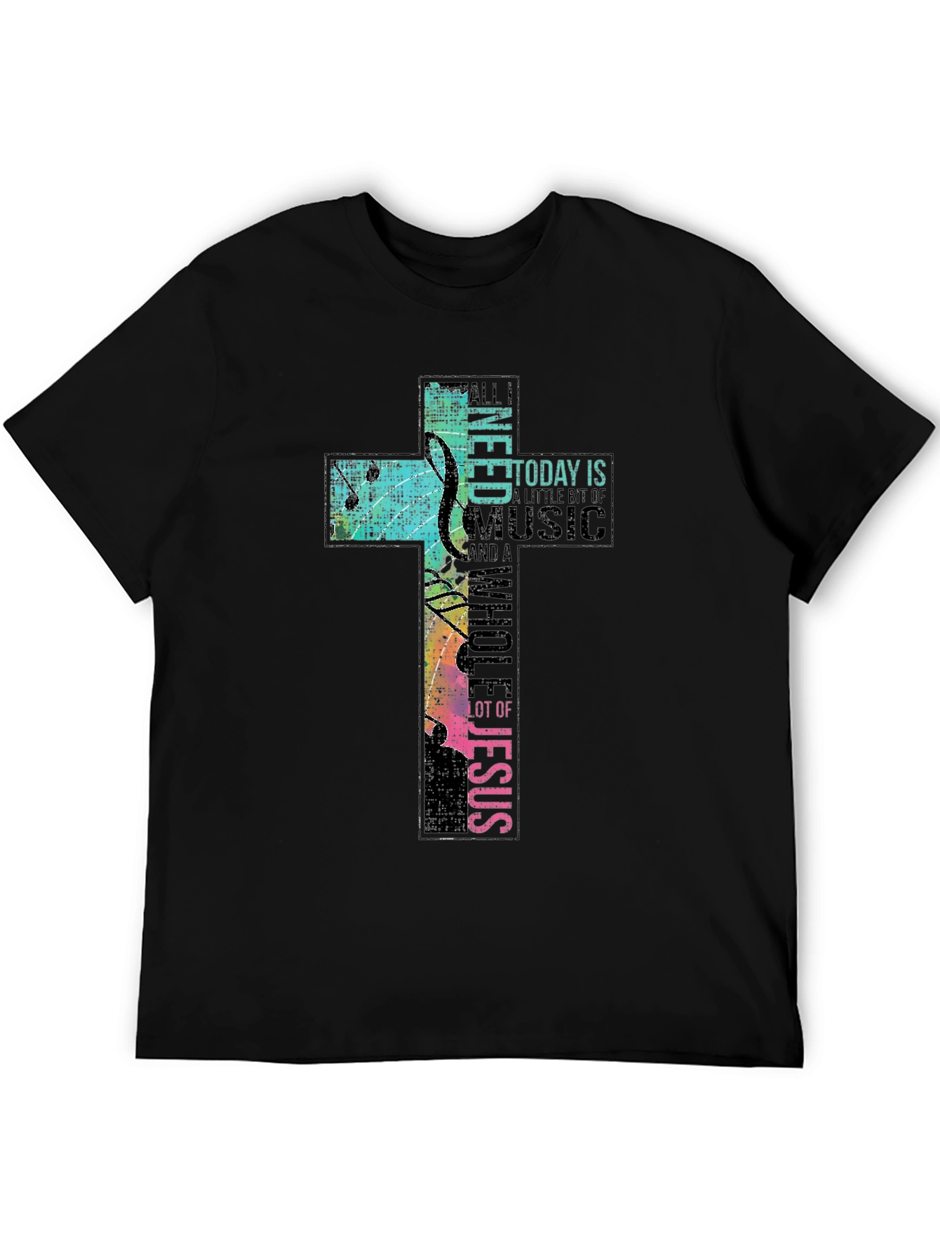 Christian Music Cross T-Shirt - Black