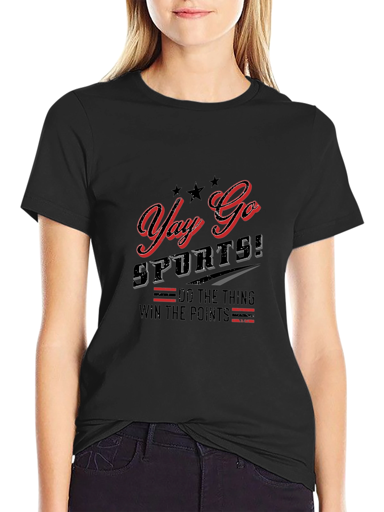 Yay Go Sports! Black Graphic Tee