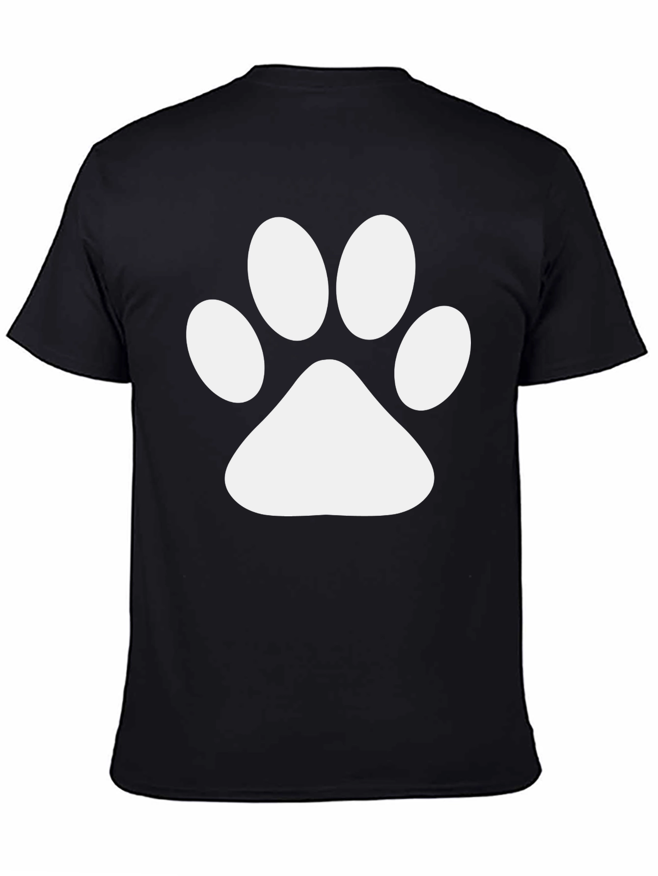 Black T-Shirt with White Paw Print Design
