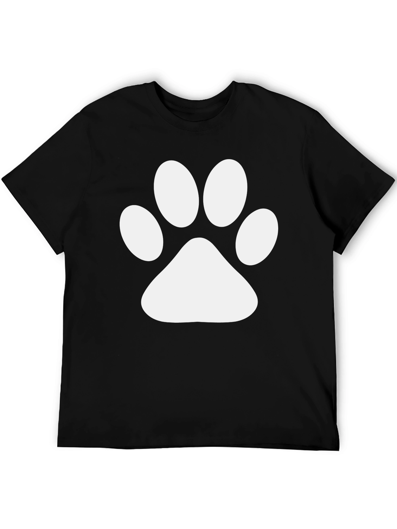 Black T-Shirt with White Paw Print Design