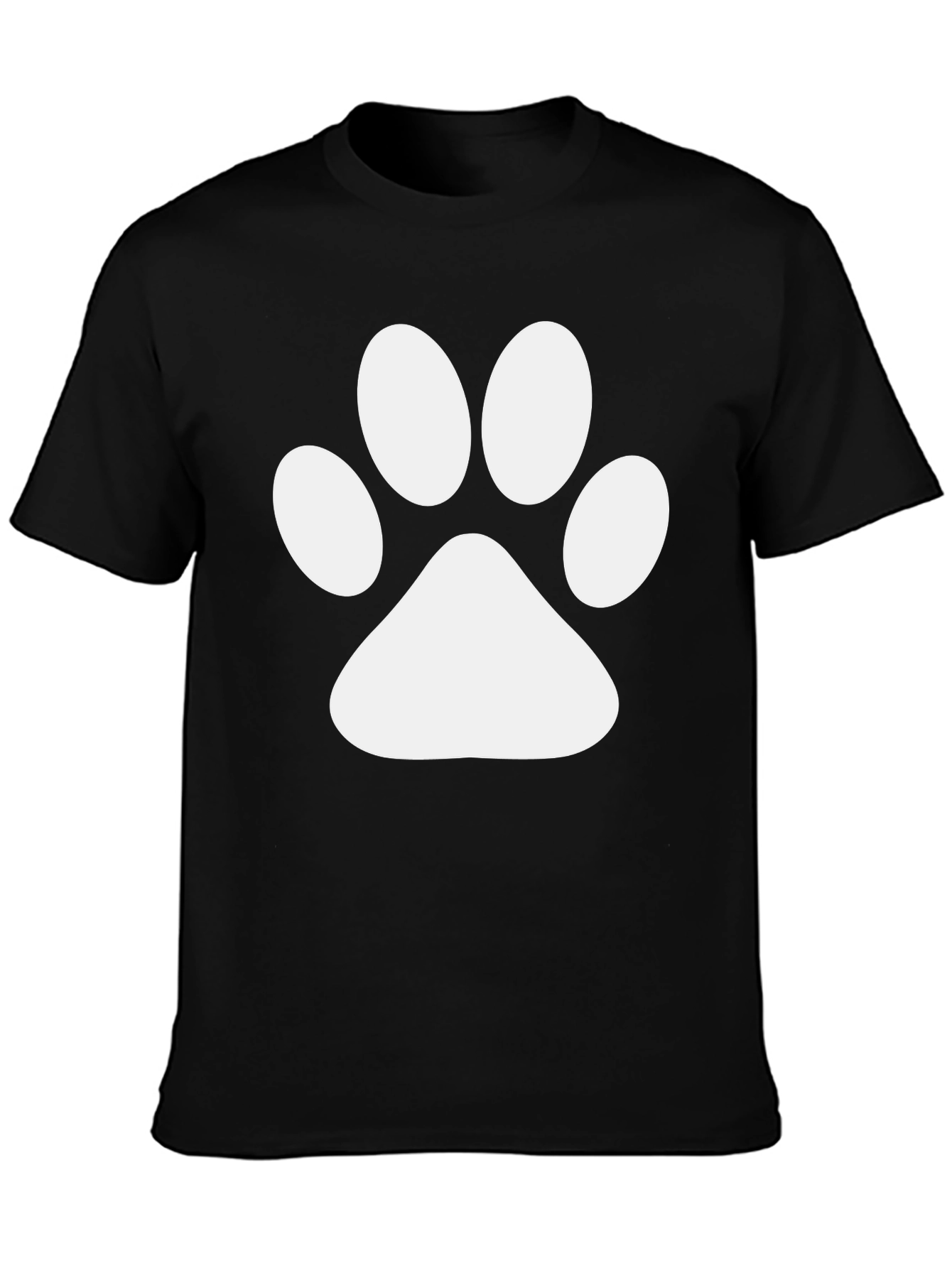 Black T-Shirt with White Paw Print Design