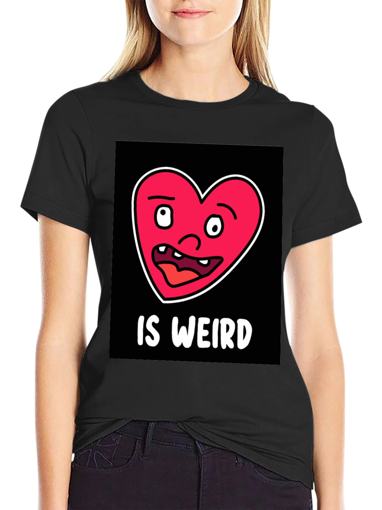 Funny Weird Heart T-Shirt - Black Cotton Tee