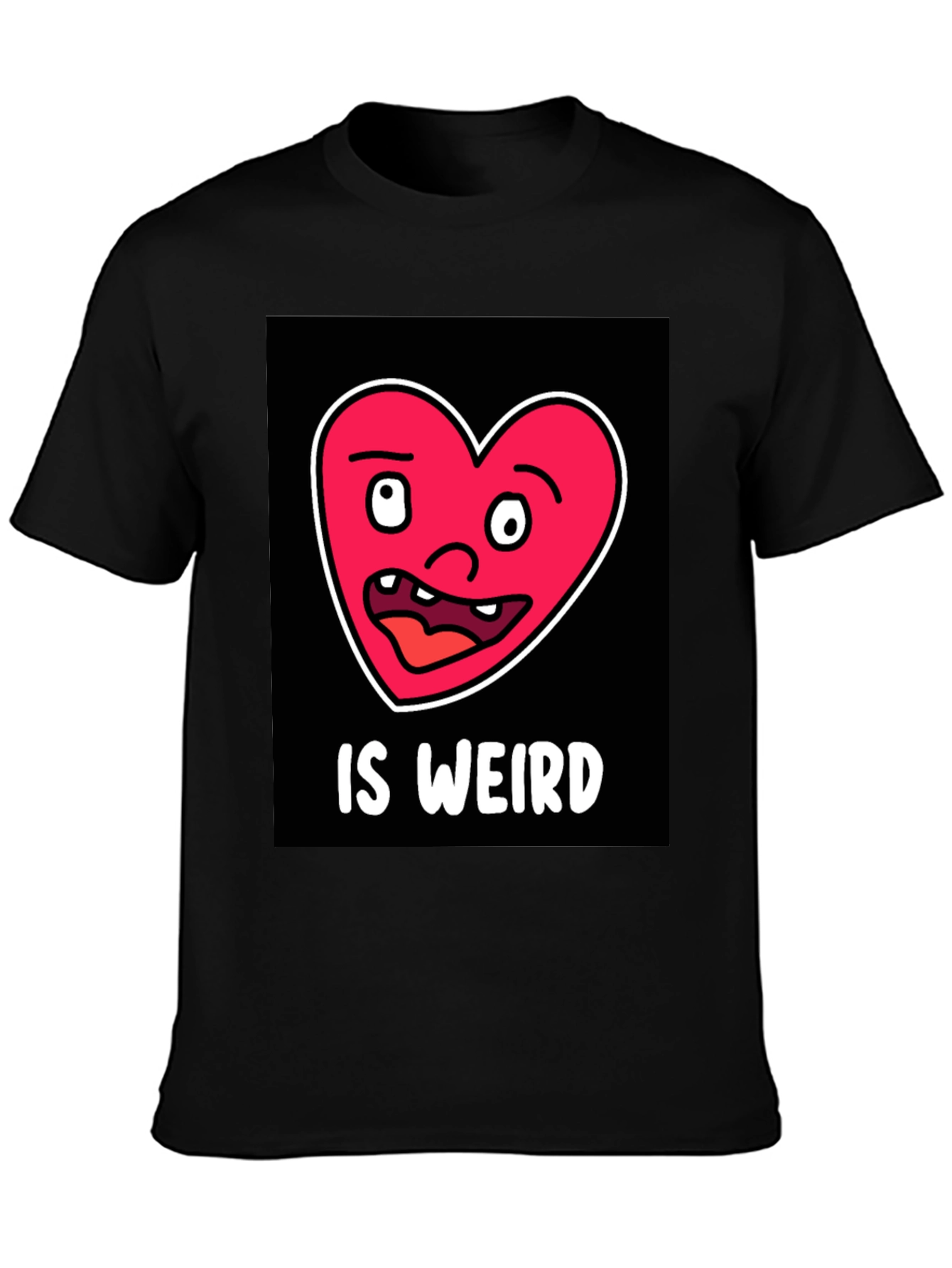 Funny Weird Heart T-Shirt - Black Cotton Tee
