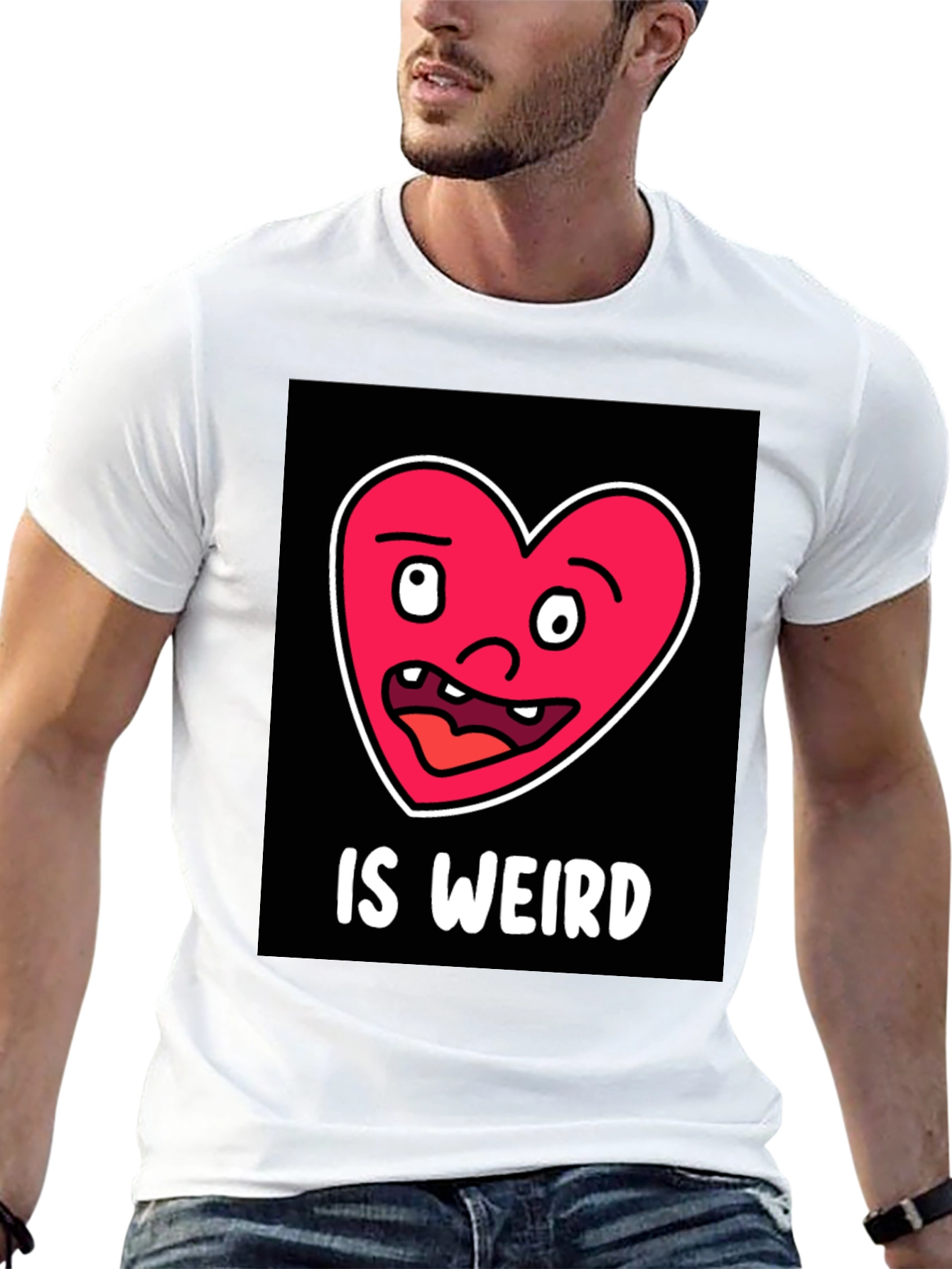 Funny Weird Heart T-Shirt - Black Cotton Tee