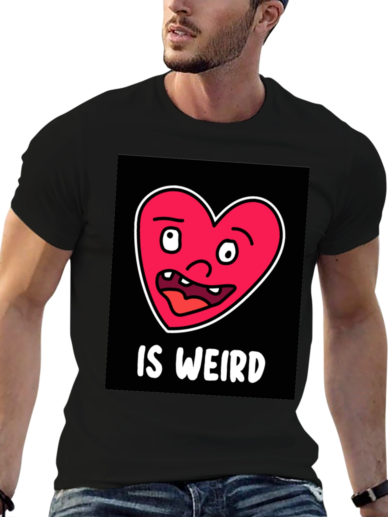 Funny Weird Heart T-Shirt - Black Cotton Tee
