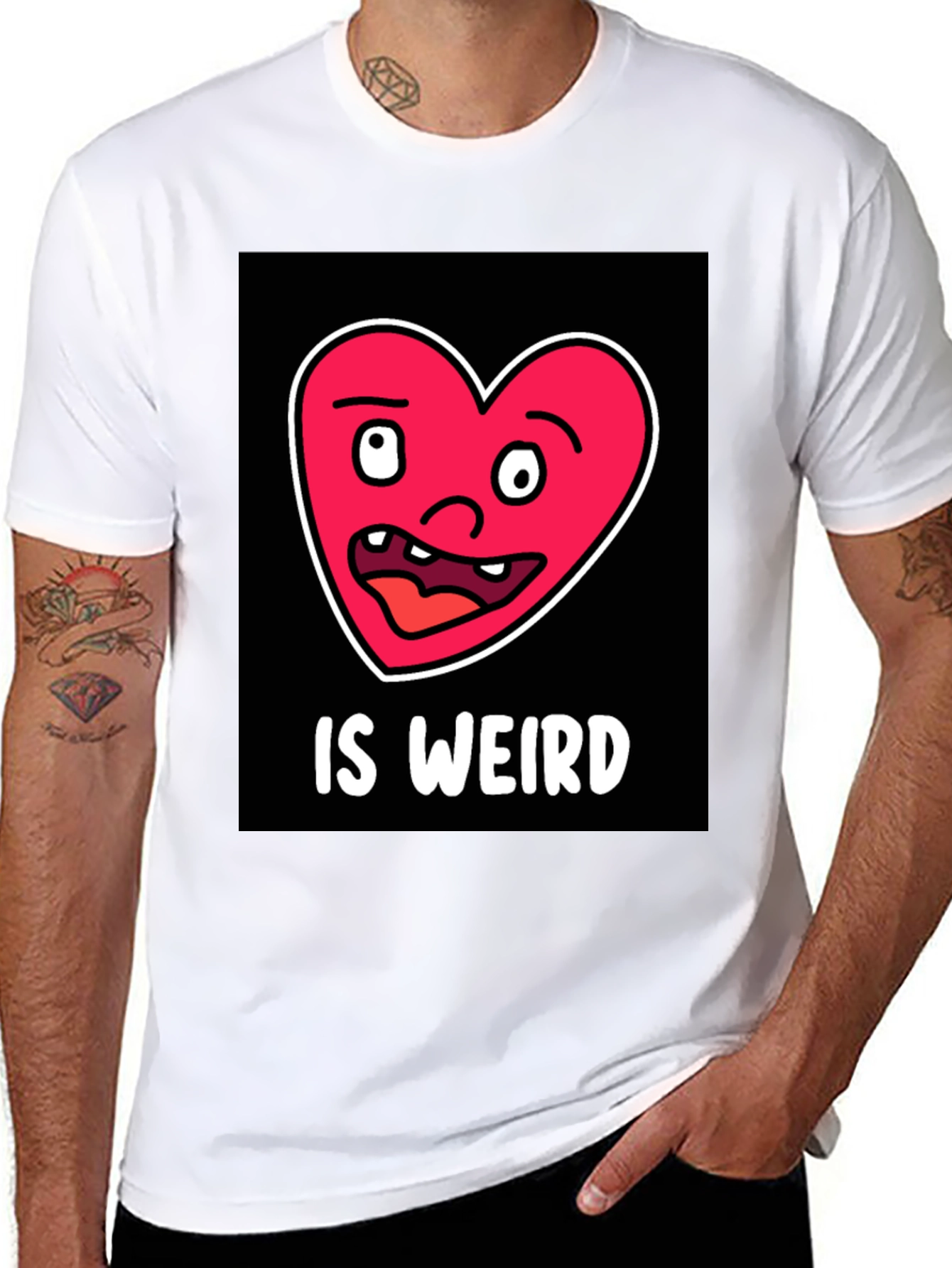 Funny Weird Heart T-Shirt - Black Cotton Tee