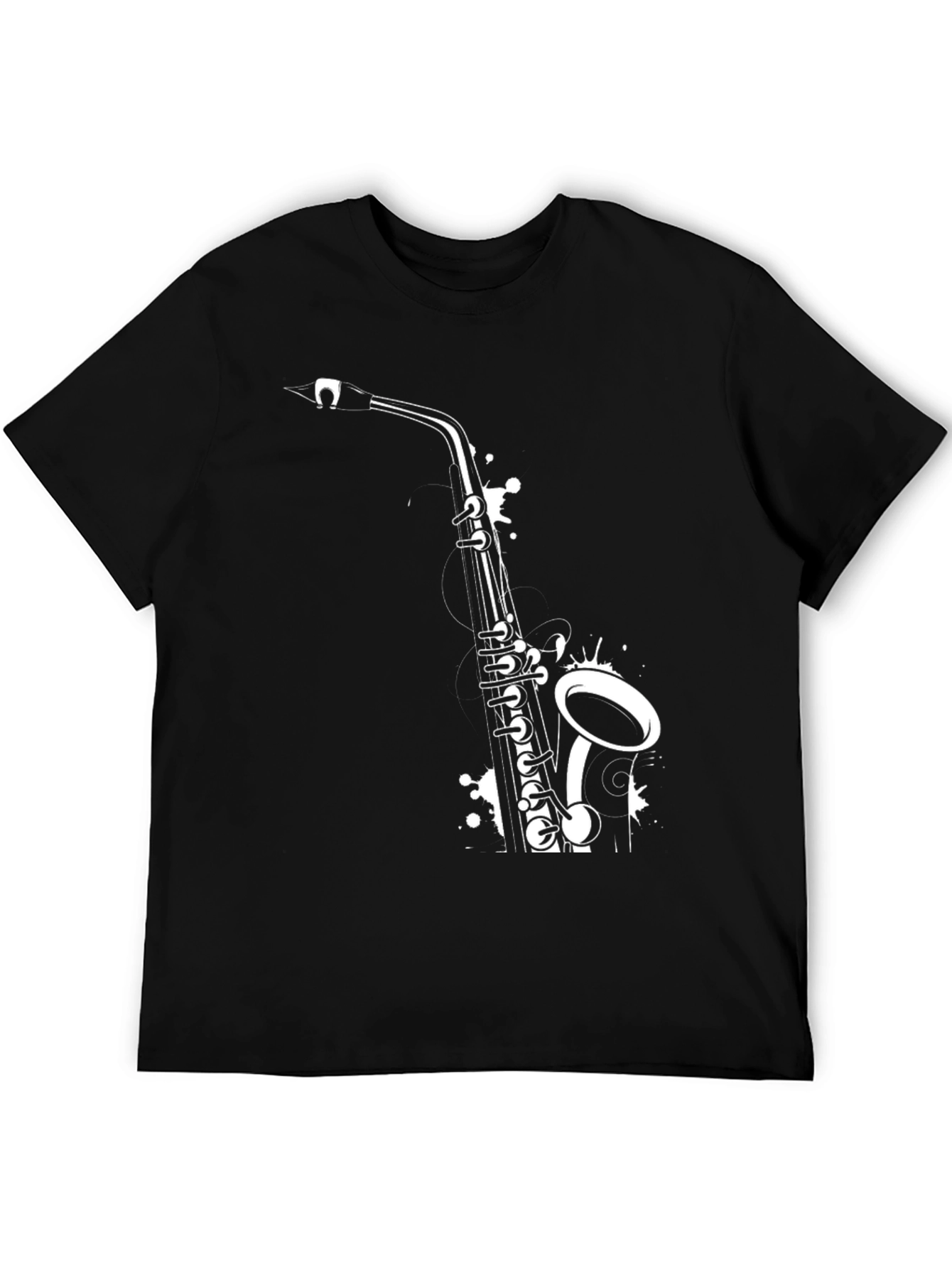 Saxophone Graphic Tee - Black Cotton T-Shirt