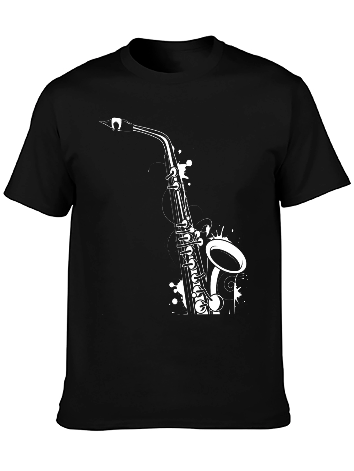 Saxophone Graphic Tee - Black Cotton T-Shirt