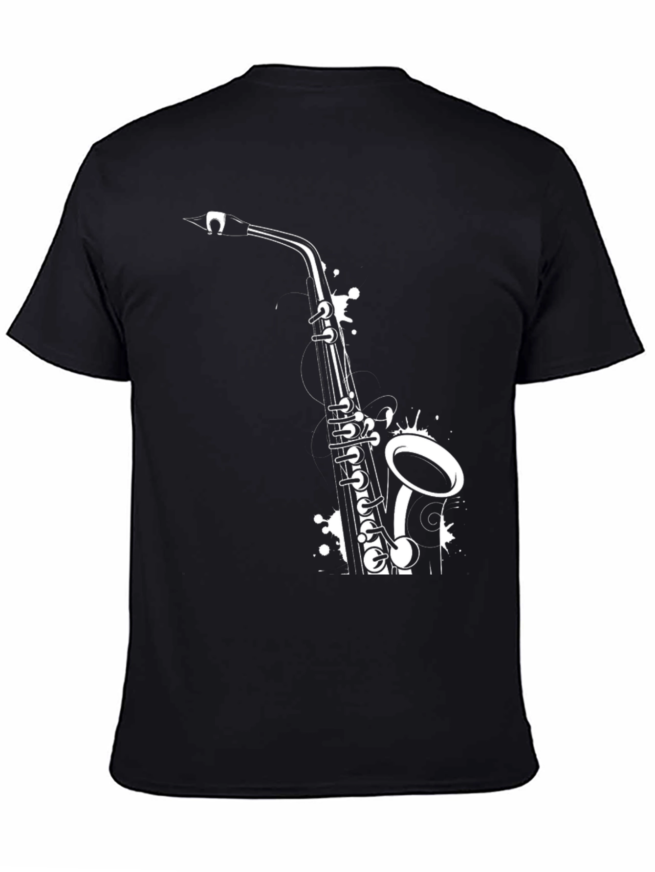 Saxophone Graphic Tee - Black Cotton T-Shirt