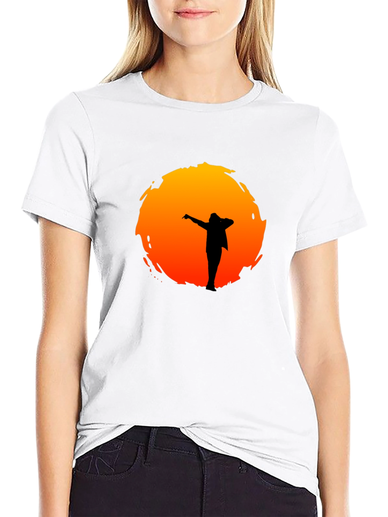 Silhouette Sunset Graphic Tee - Stylish Black T-Shirt