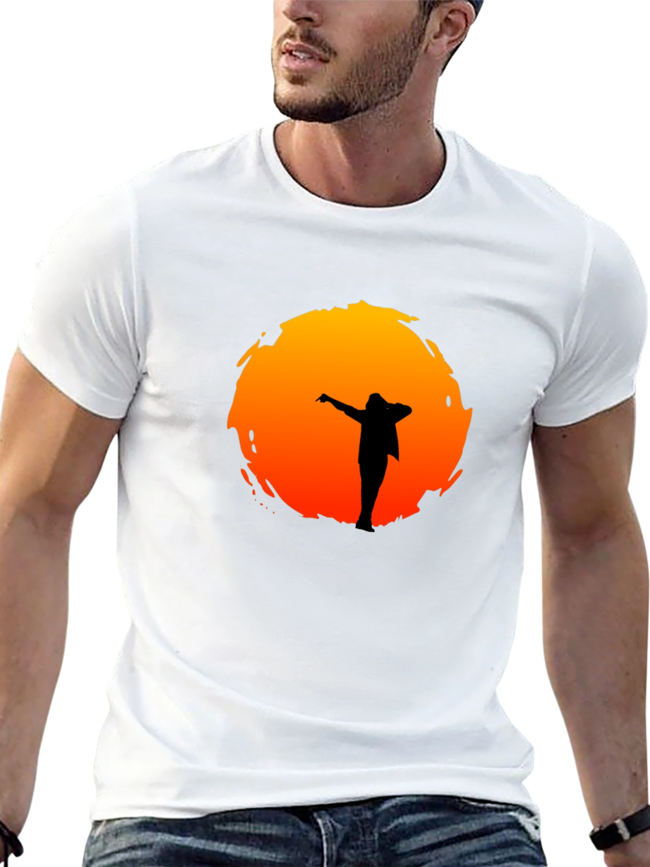 Silhouette Sunset Graphic Tee - Stylish Black T-Shirt