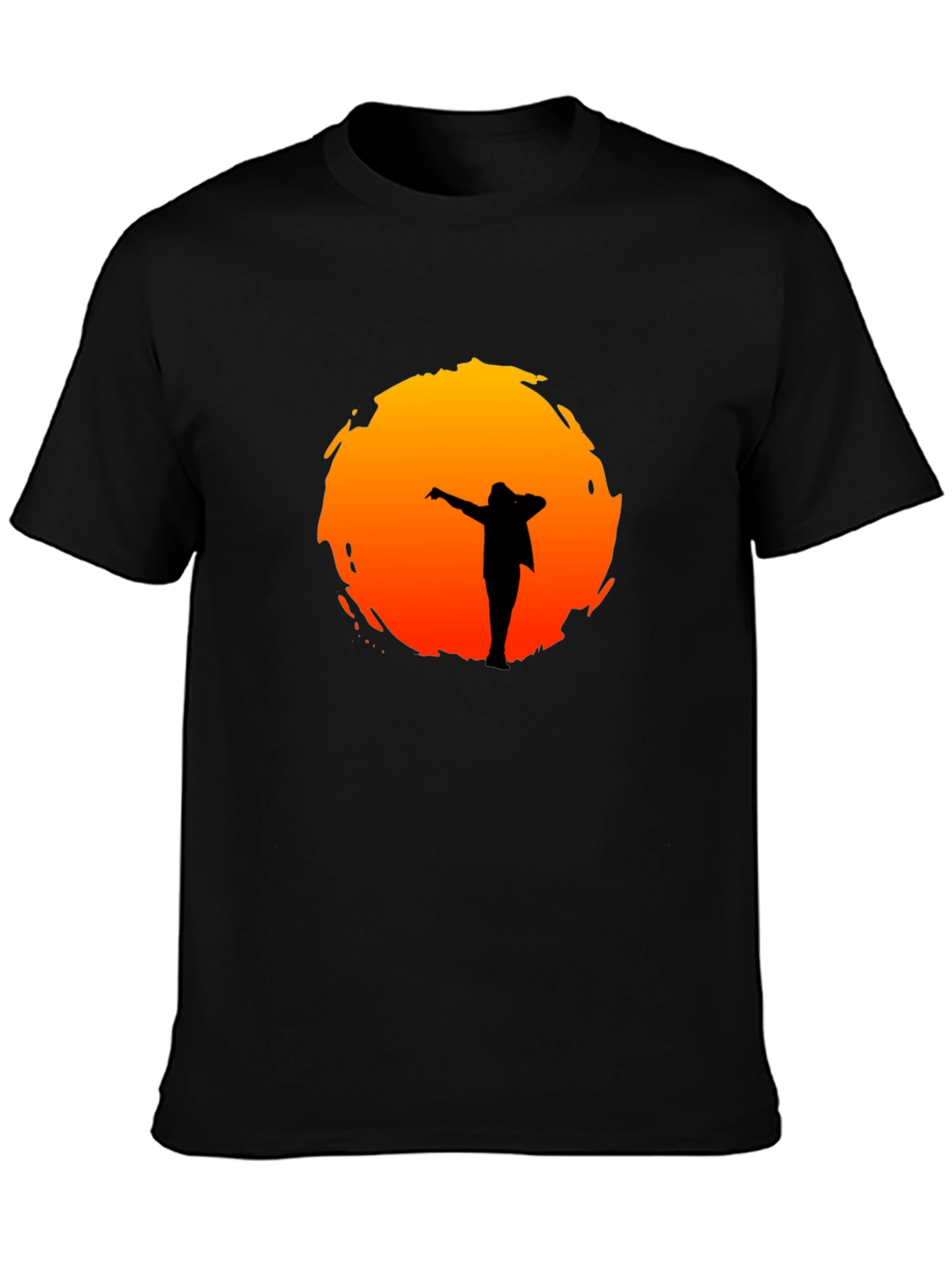 Silhouette Sunset Graphic Tee - Stylish Black T-Shirt