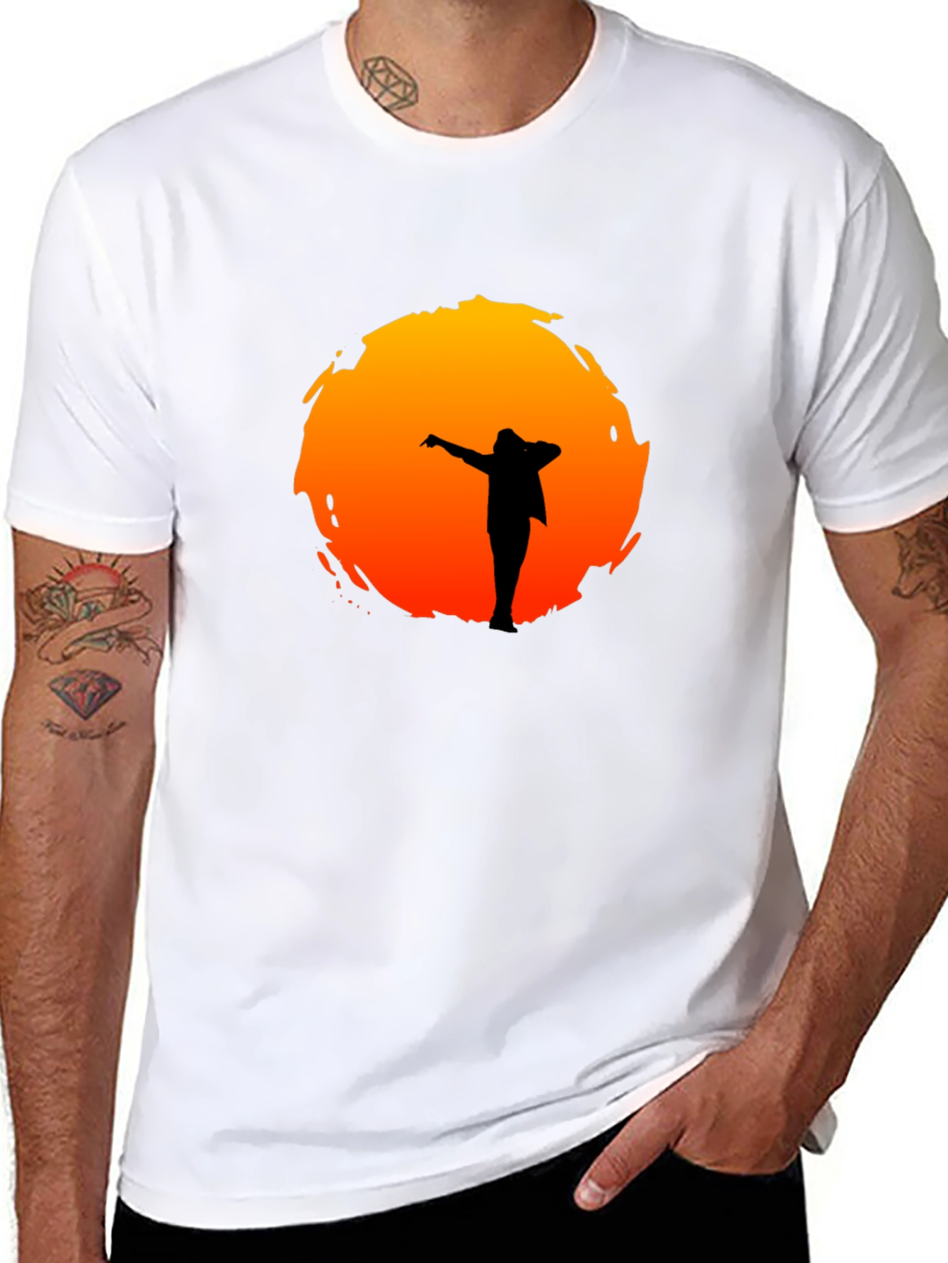 Silhouette Sunset Graphic Tee - Stylish Black T-Shirt