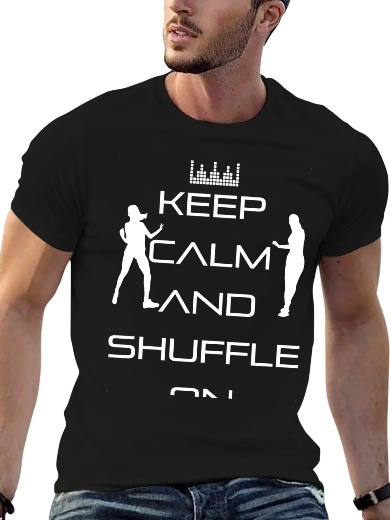 Keep Calm and Shuffle On Black T-Shirt