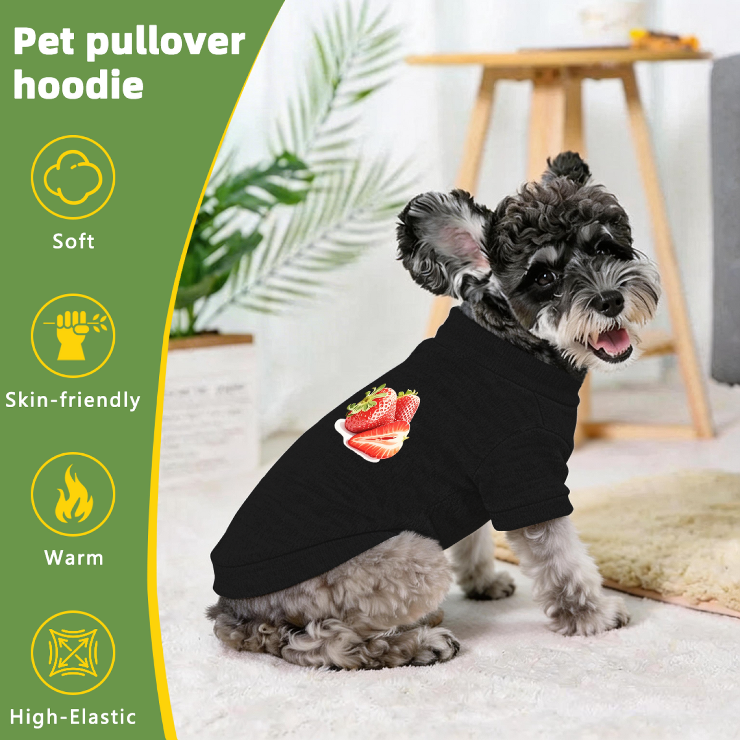 Juicy Strawberry Print Black Pet Cardigan Sweater