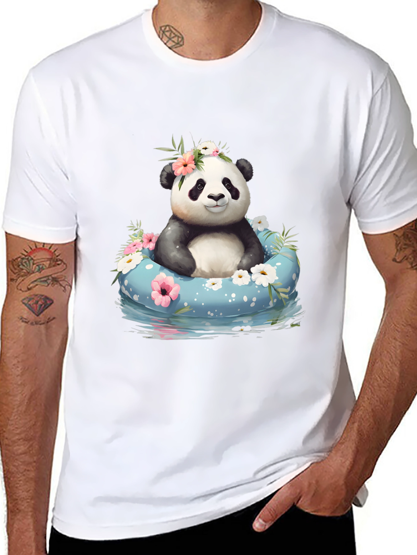 Panda in Pool T-Shirt