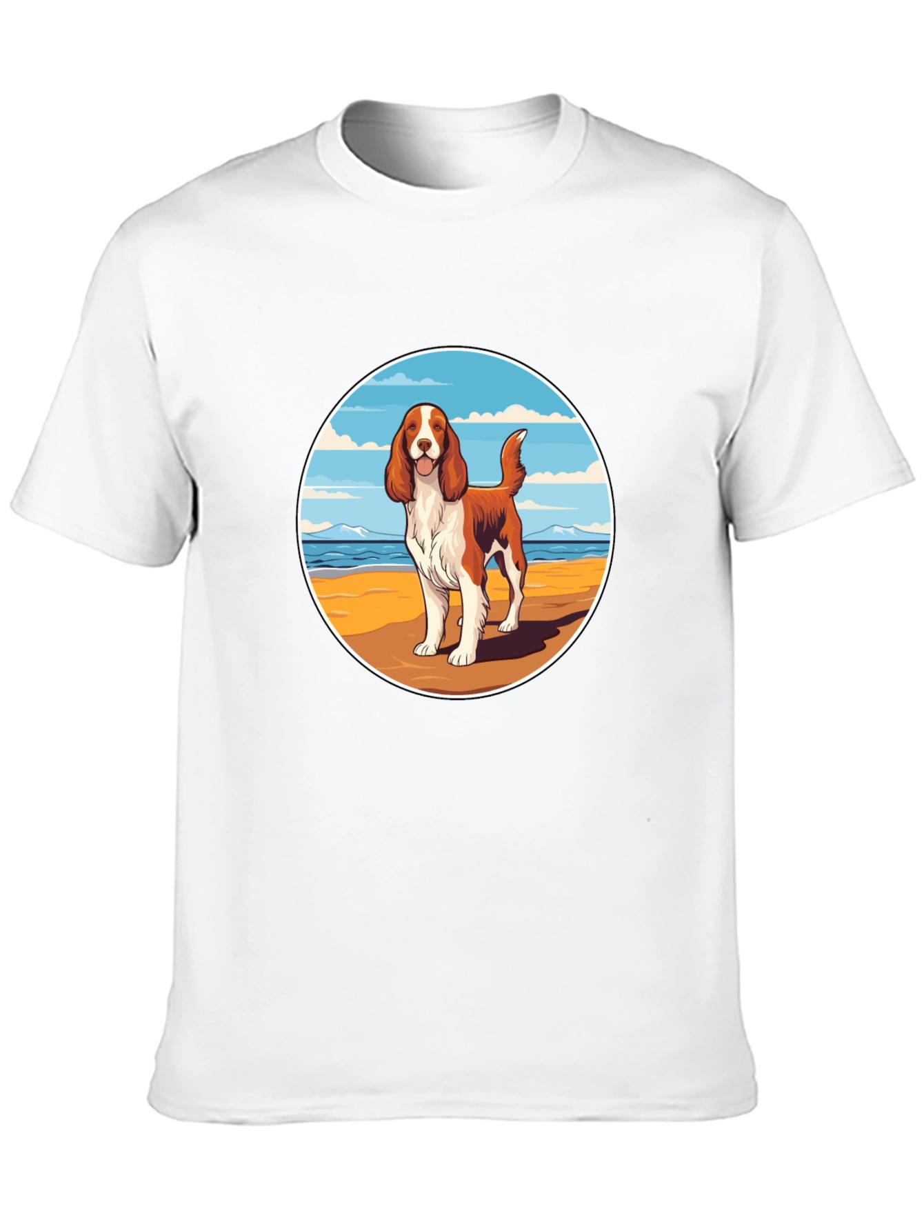 Dog Beach Scene Graphic Tee - Unisex Black T-Shirt