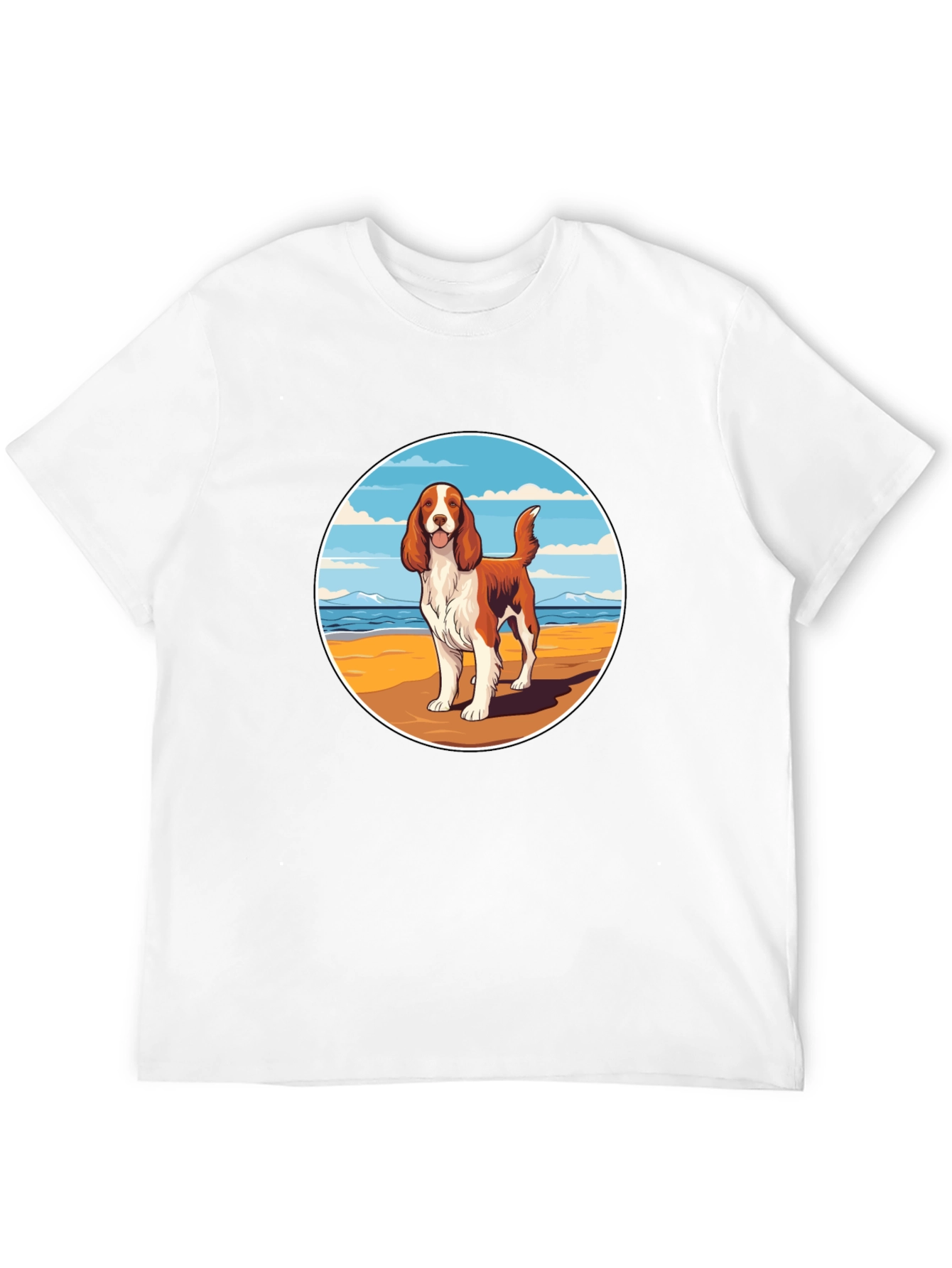 Dog Beach Scene Graphic Tee - Unisex Black T-Shirt