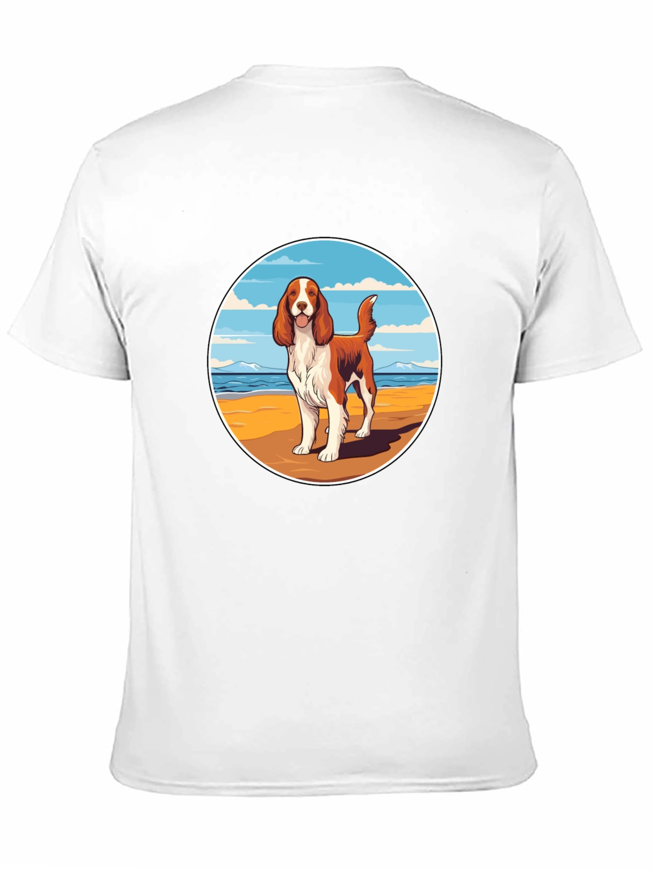 Dog Beach Scene Graphic Tee - Unisex Black T-Shirt