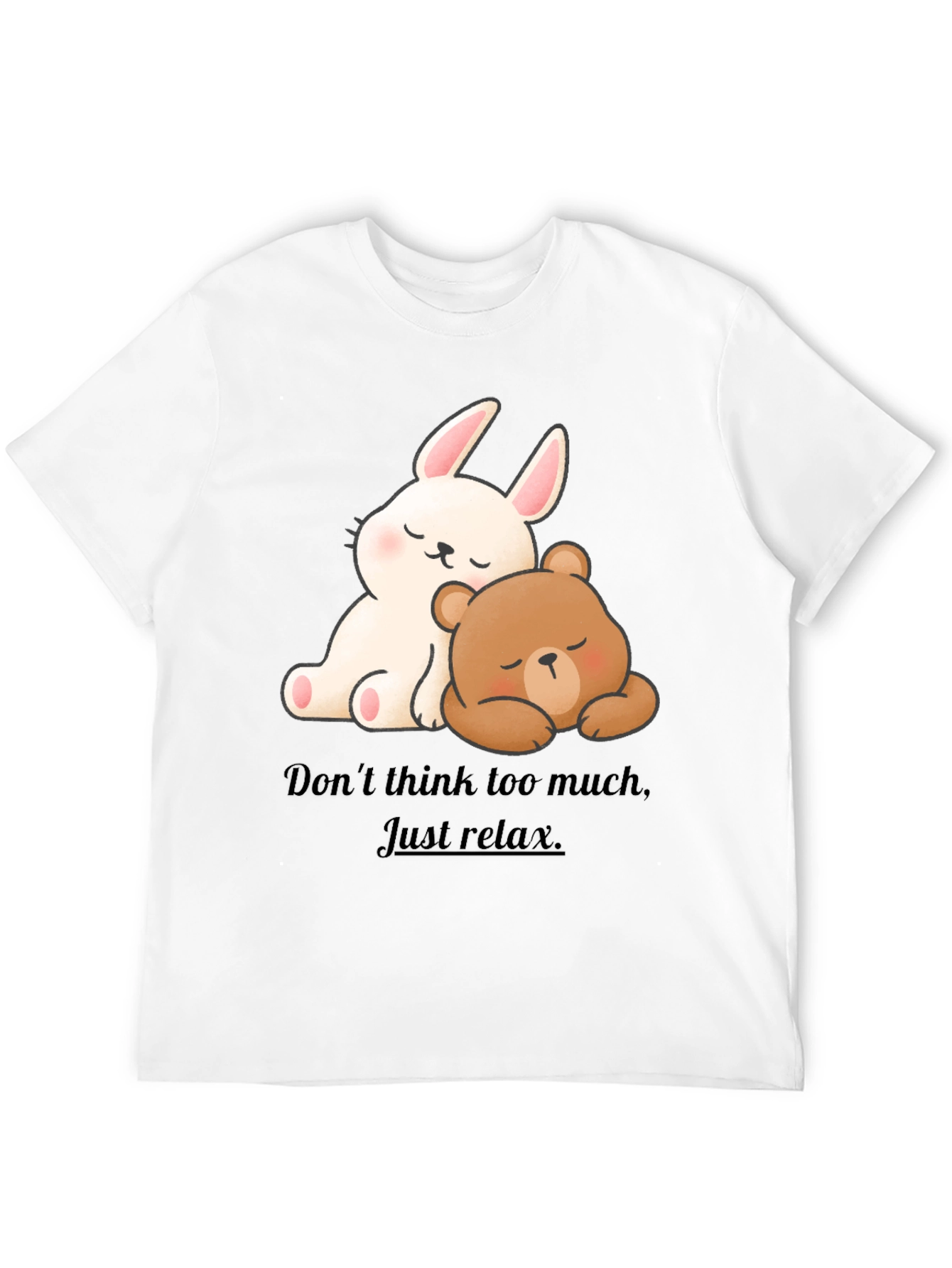 Cute Cartoon Bunny & Bear Relax T-Shirt