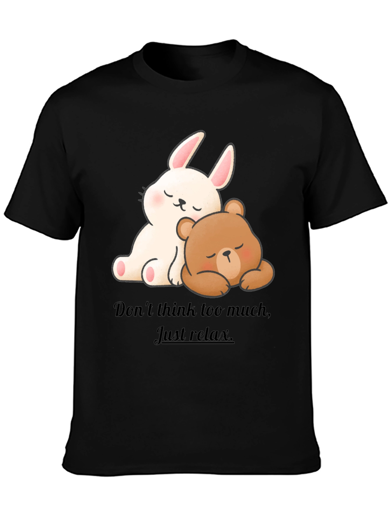 Cute Cartoon Bunny & Bear Relax T-Shirt