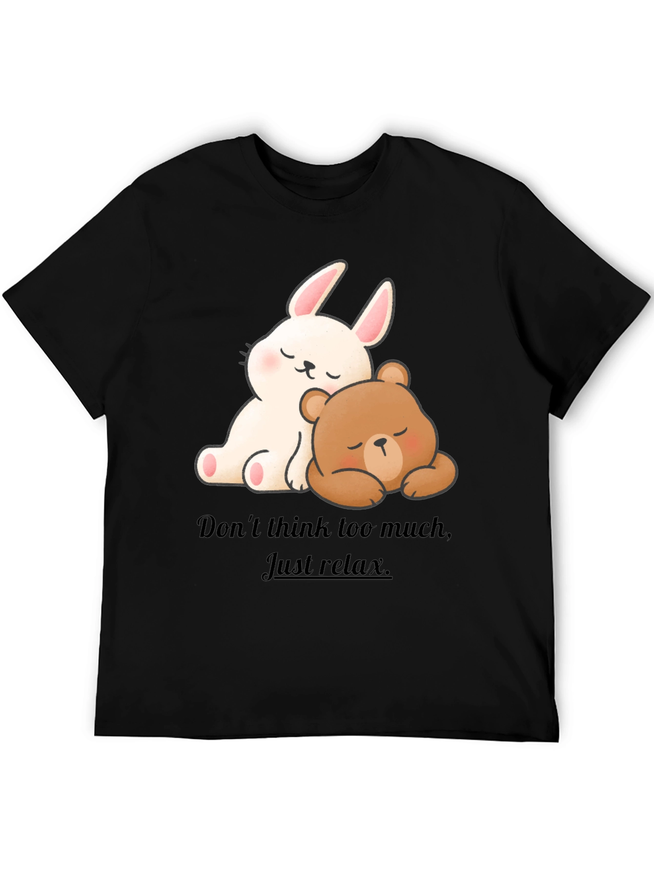 Cute Cartoon Bunny & Bear Relax T-Shirt