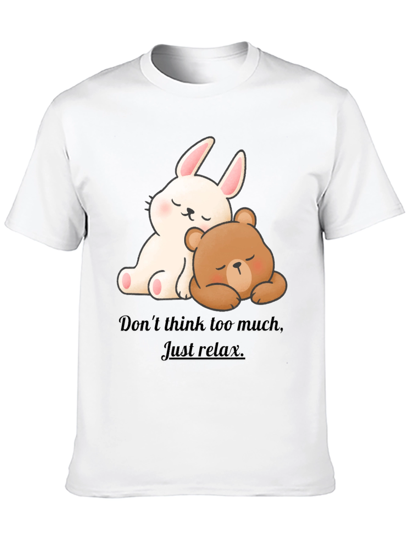 Cute Cartoon Bunny & Bear Relax T-Shirt