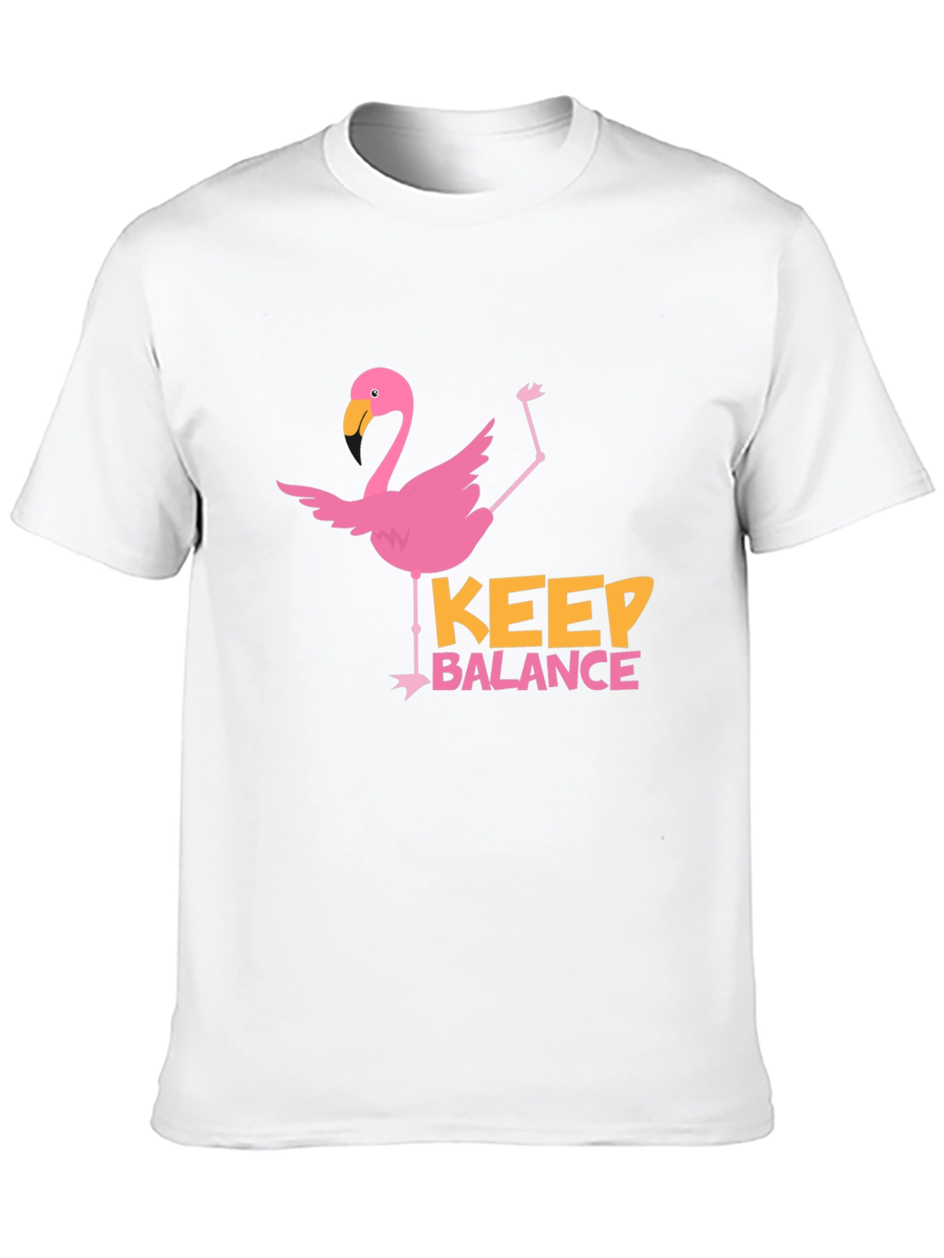 Flamingo Keep Balance Graphic Black T-Shirt