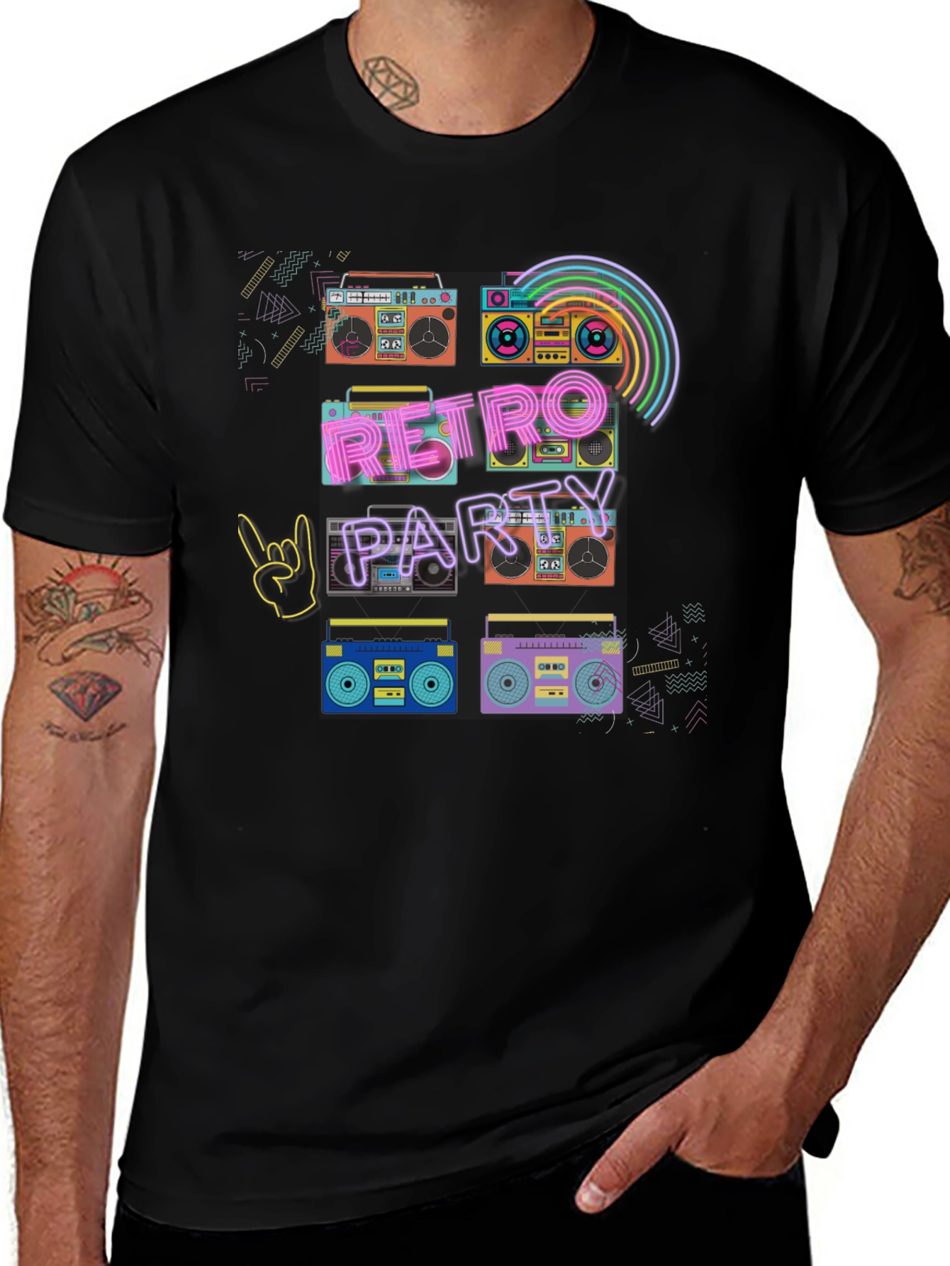Retro Party Boombox T-Shirt - 80s Throwback Style!