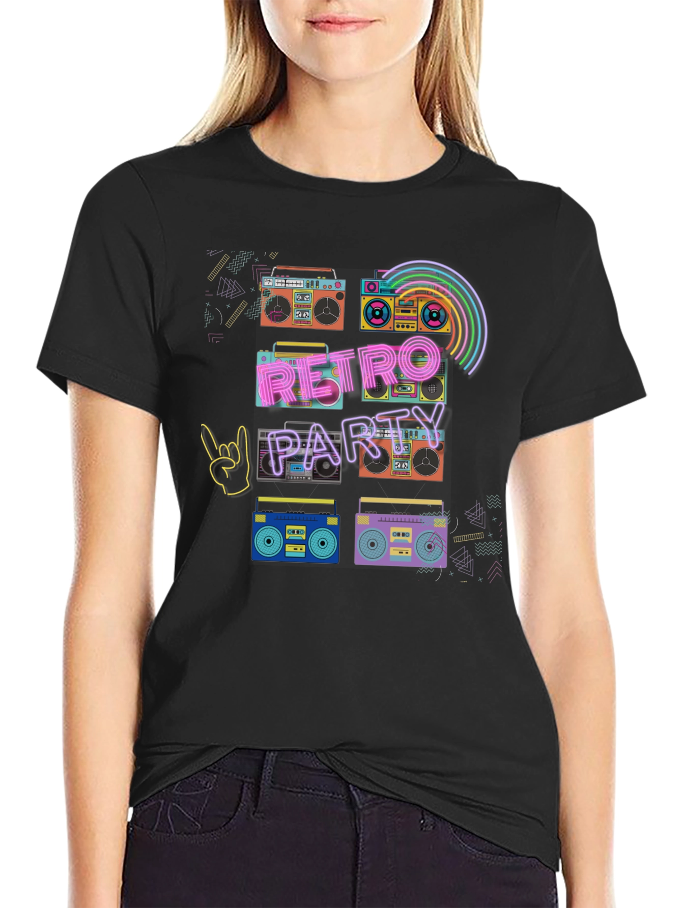 Retro Party Boombox T-Shirt - 80s Throwback Style!