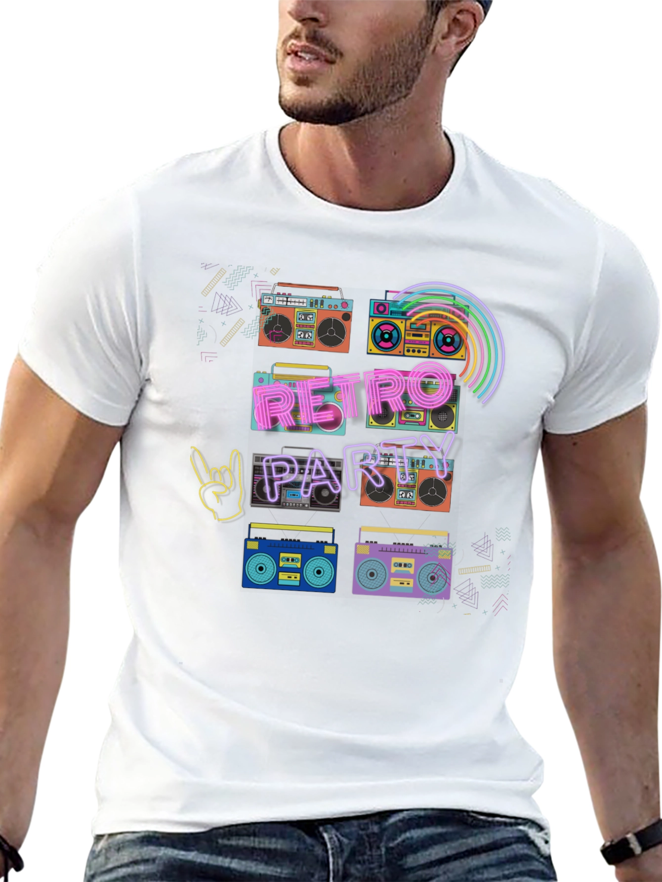Retro Party Boombox T-Shirt - 80s Throwback Style!