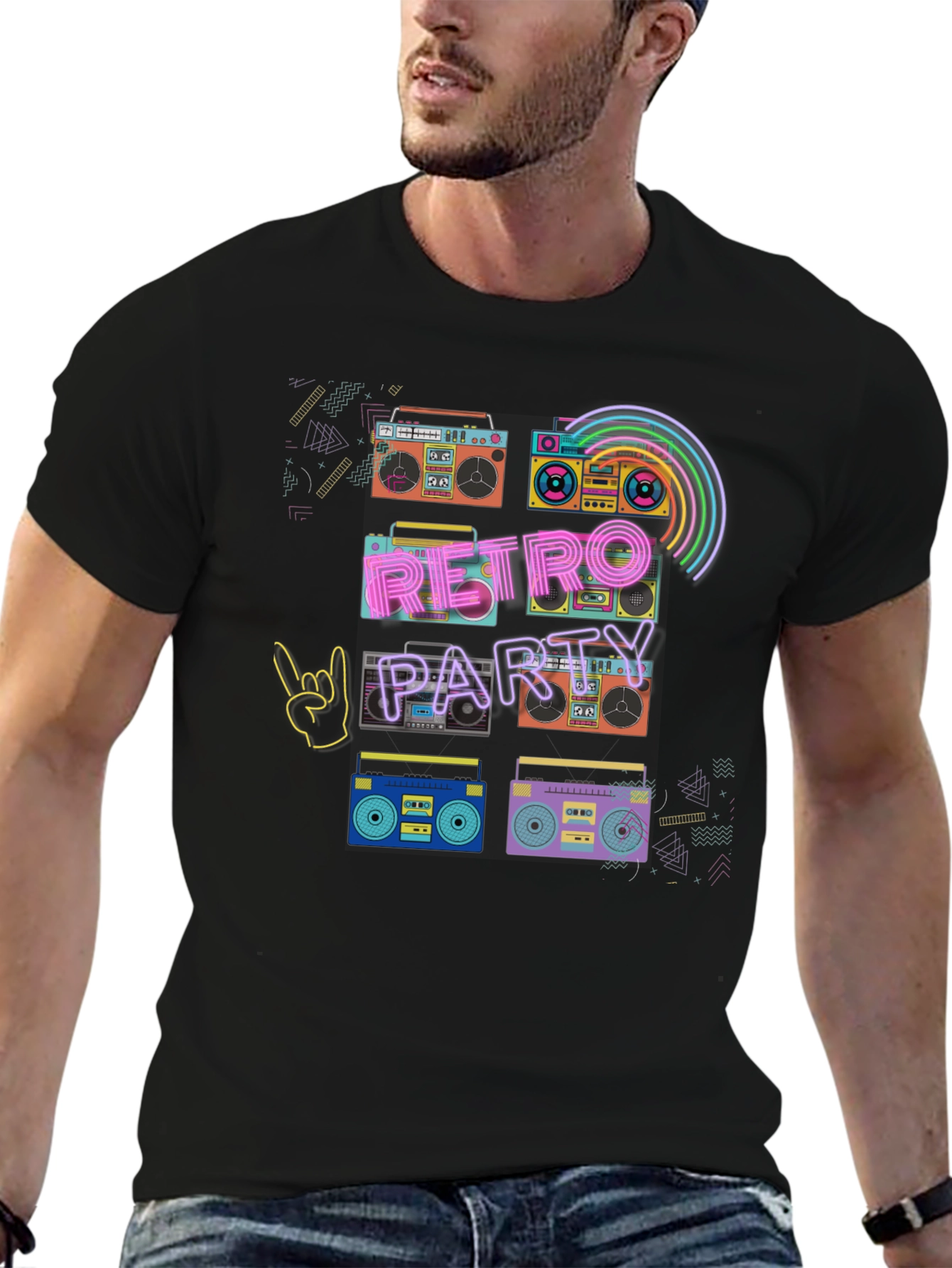 Retro Party Boombox T-Shirt - 80s Throwback Style!