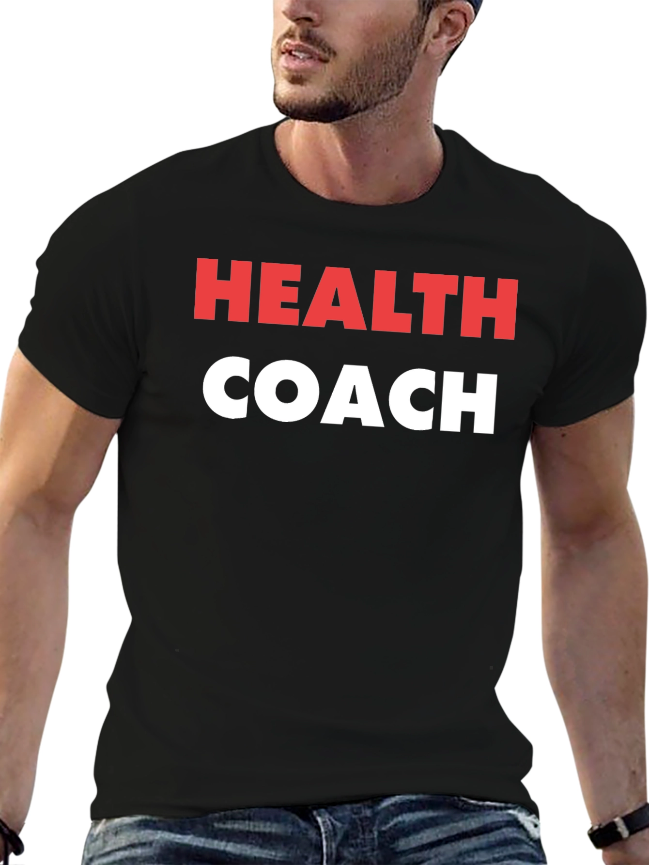 Health Coach T-Shirt - Black Cotton Graphic Tee