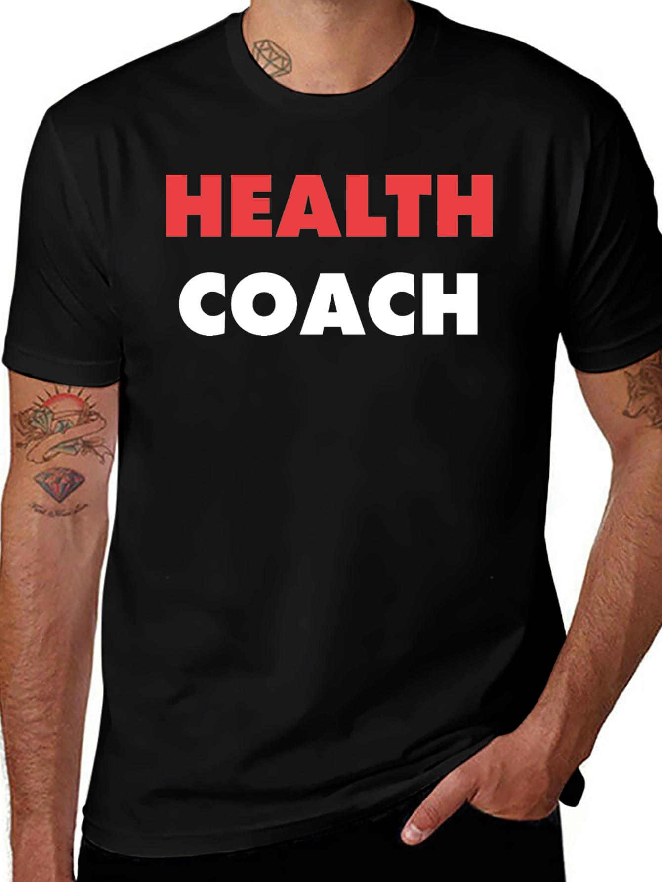Health Coach T-Shirt - Black Cotton Graphic Tee