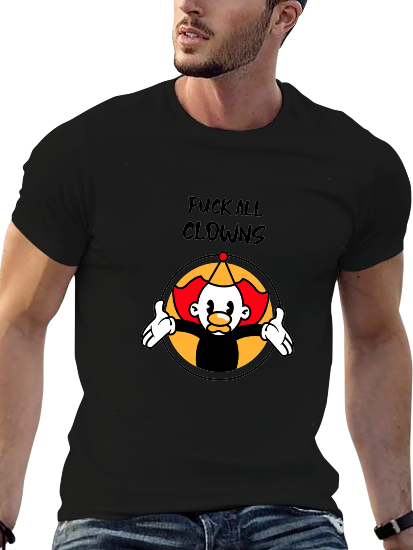 Fuck All Clowns Graphic Tee - Black Cotton T-Shirt
