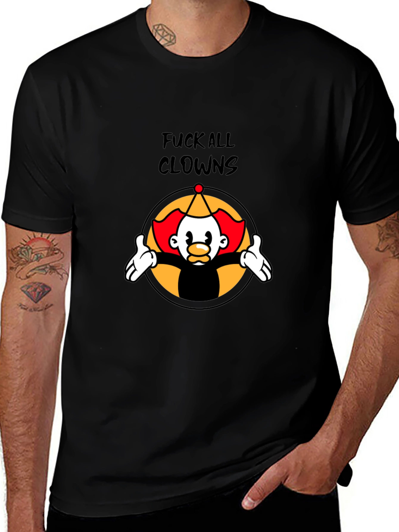 Fuck All Clowns Graphic Tee - Black Cotton T-Shirt