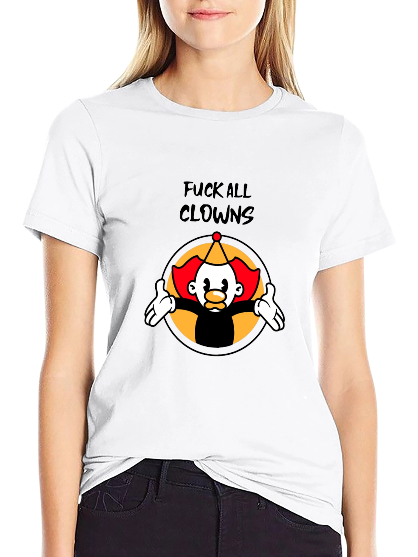Fuck All Clowns Graphic Tee - Black Cotton T-Shirt