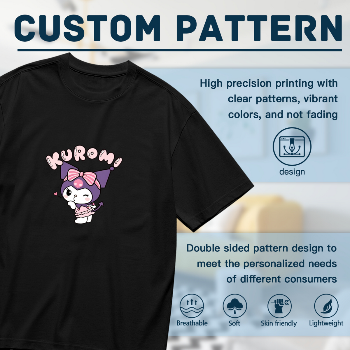 Sweet Wink Kuromi Kawaii Cartoon Print Plus Size Ladies T?Shirt