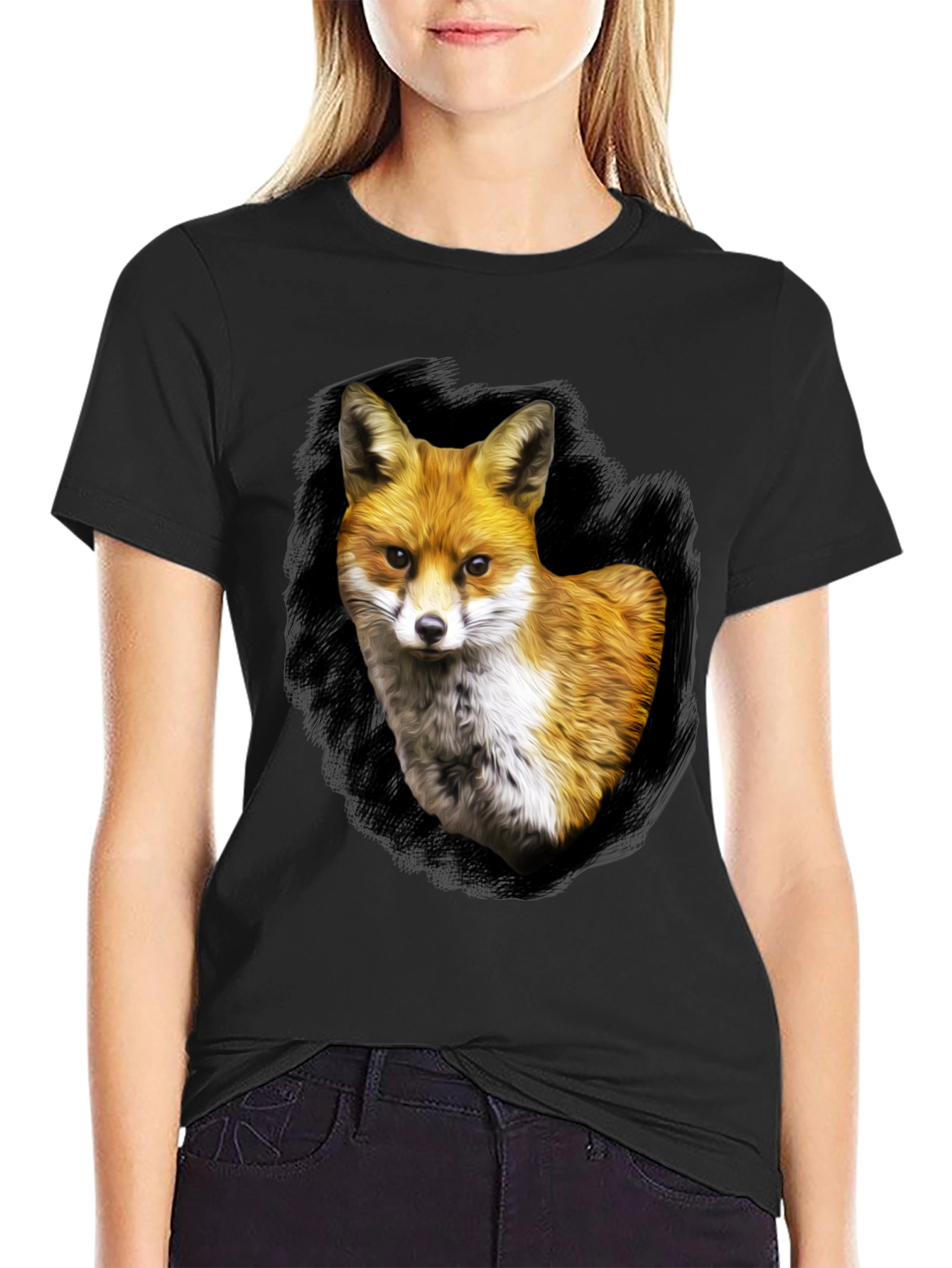 Fox Portrait Graphic Tee - Mens Black T-Shirt
